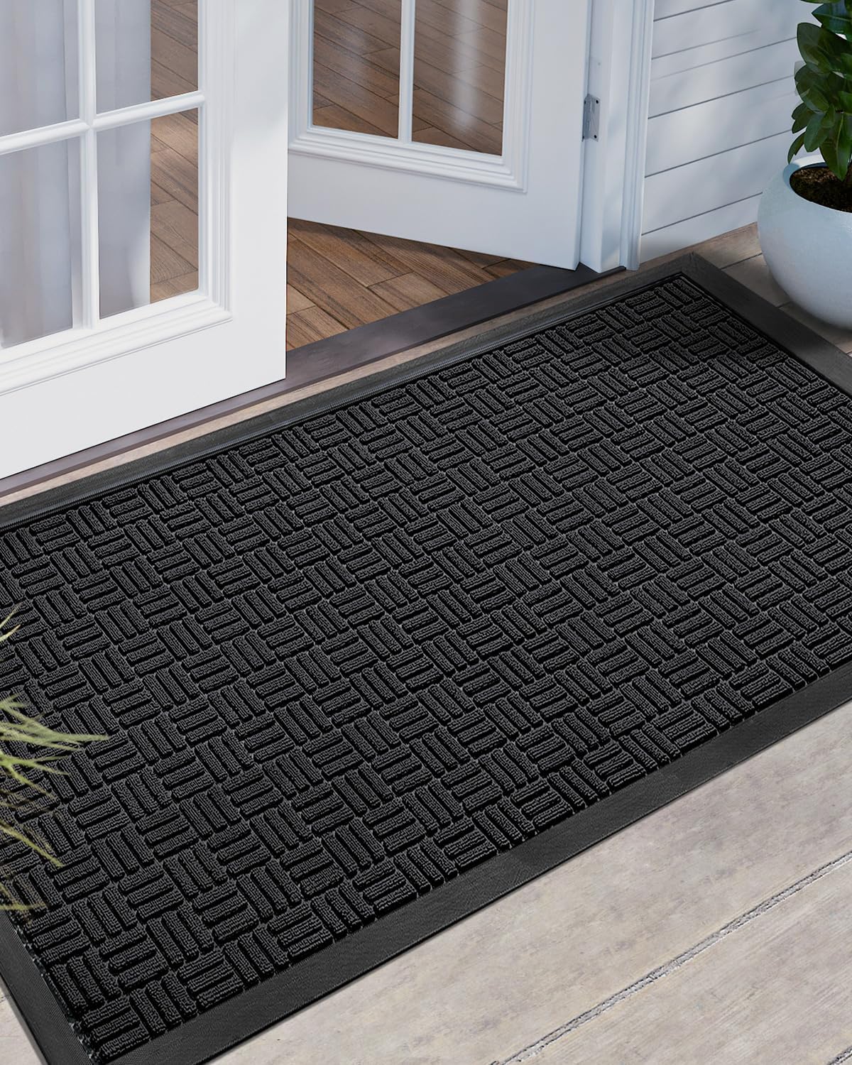 DEXI Front Door Mat, Special Heavy Duty Rubber Entrance Mat for Indoor Outdoor U...
