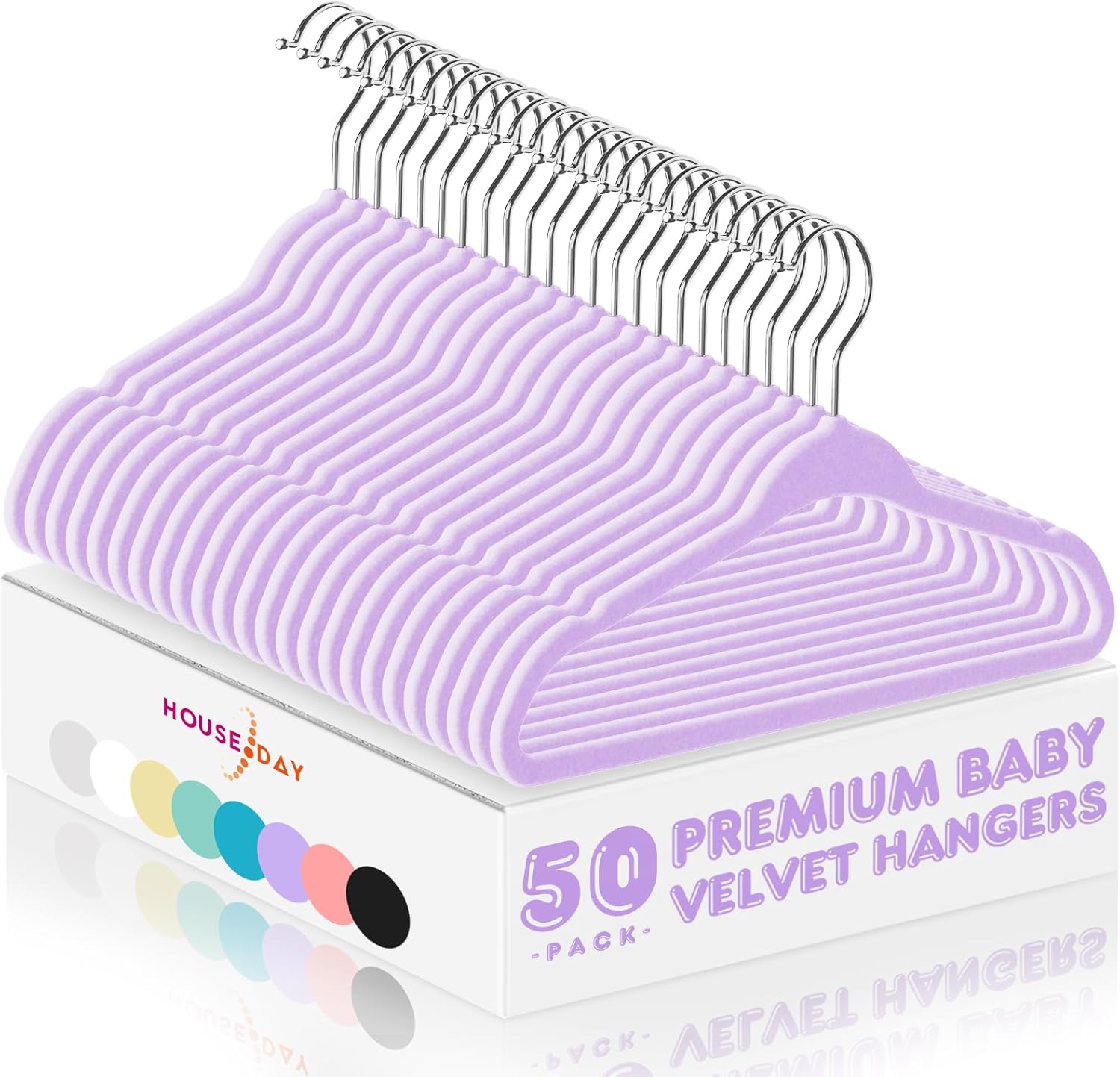 HOUSE DAY Velvet Baby Hangers 50 Pack, Premium Children's Hangers for Baby, Infa...