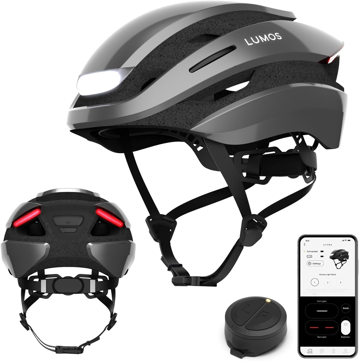 Lumos Ultra Smart Bike Helmet, Special Bike Helmet with Customizable Front and B...