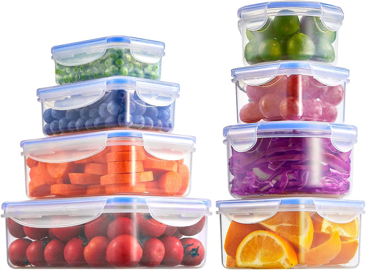 D.Perlla Food Containers, Lunch Box, 8 Pieces Plastic Airtight Food Storage Cont...