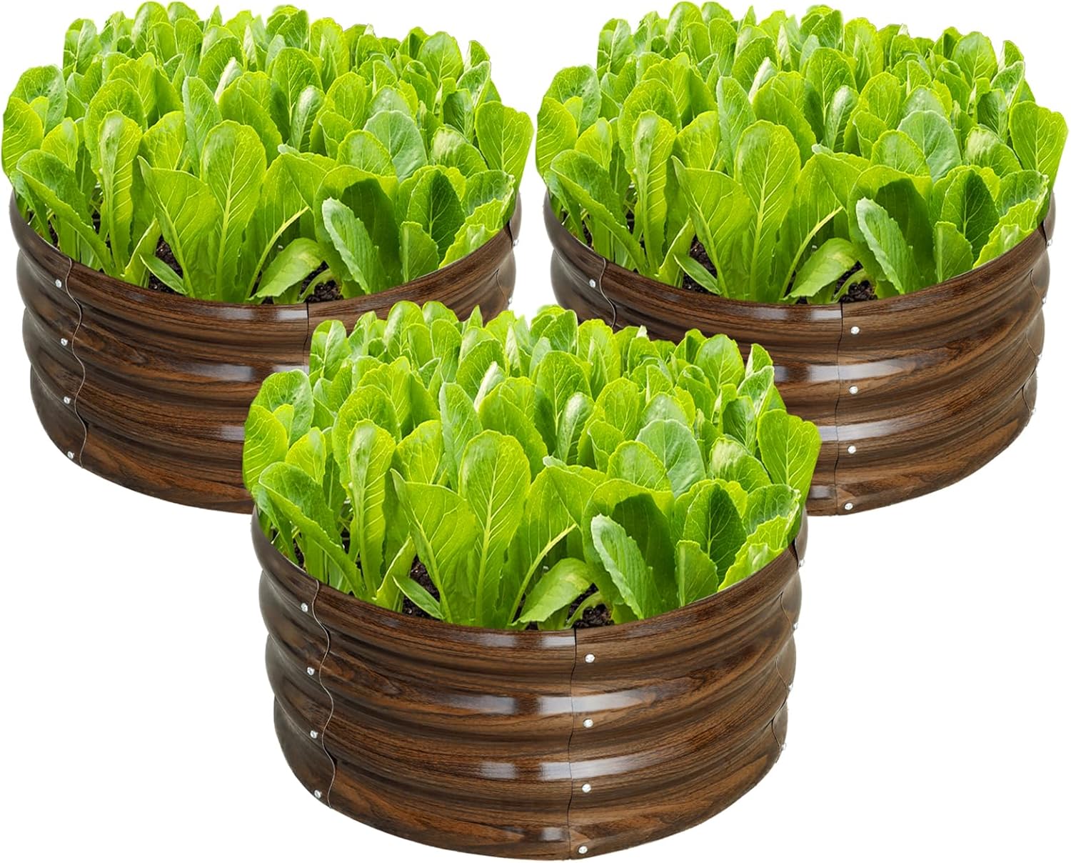 SnugNiture 3 Pcs 2x2x1ft Round Galvanized Raised G...