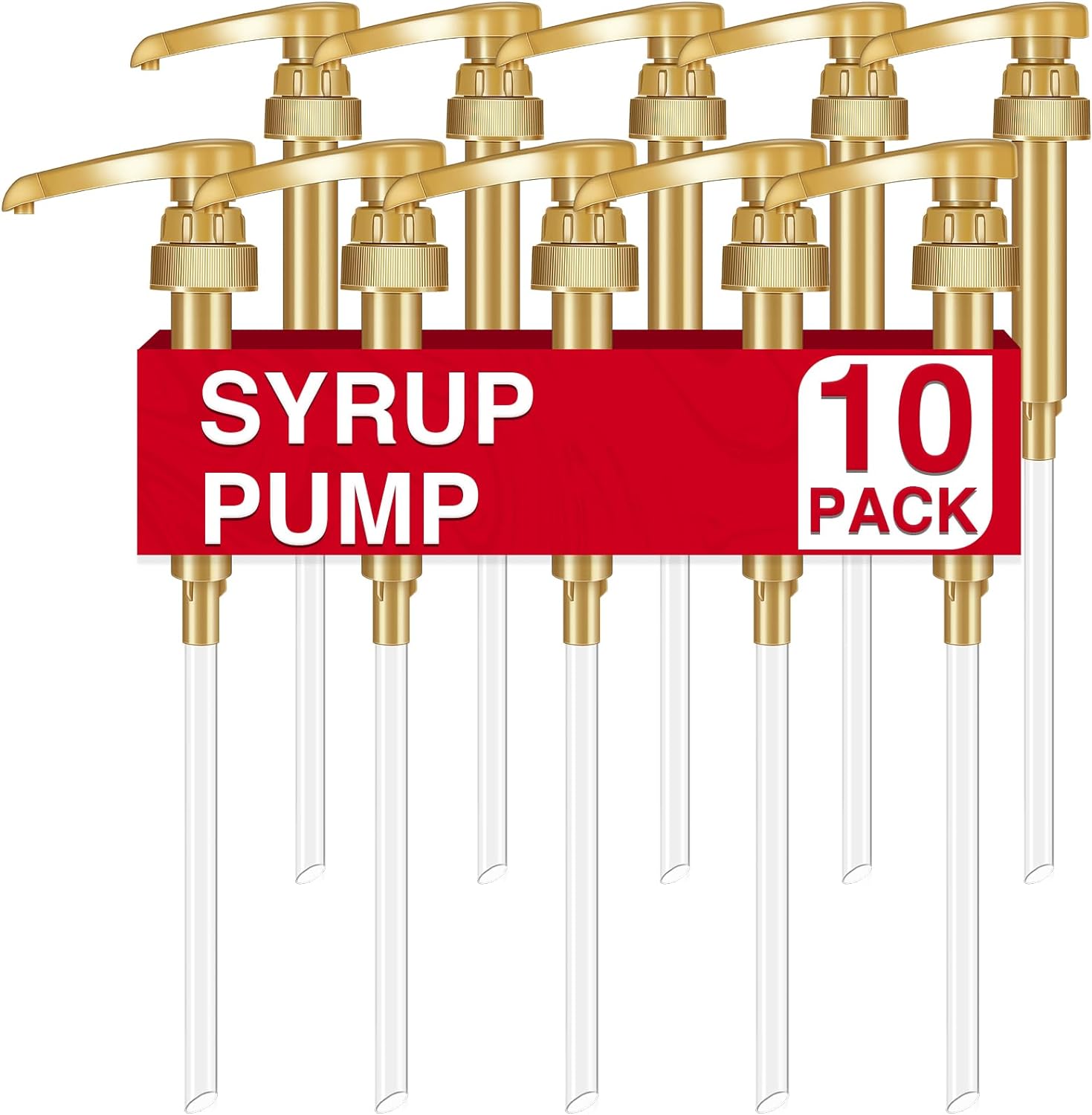 10Pcs Gold Squirt Syrup Pump, Special Coffee Syrup Pump Dispenser, Innovative Co...