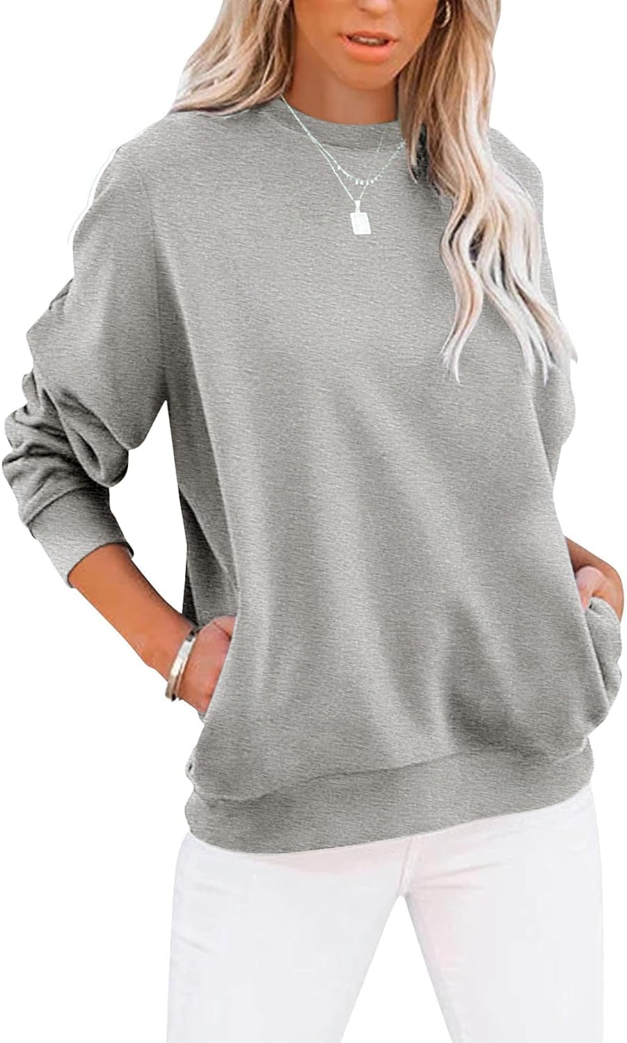 TICTICMIMI Women's Casual Long Sleeve Color Block/Solid Tops Crewneck Sweatshirt...