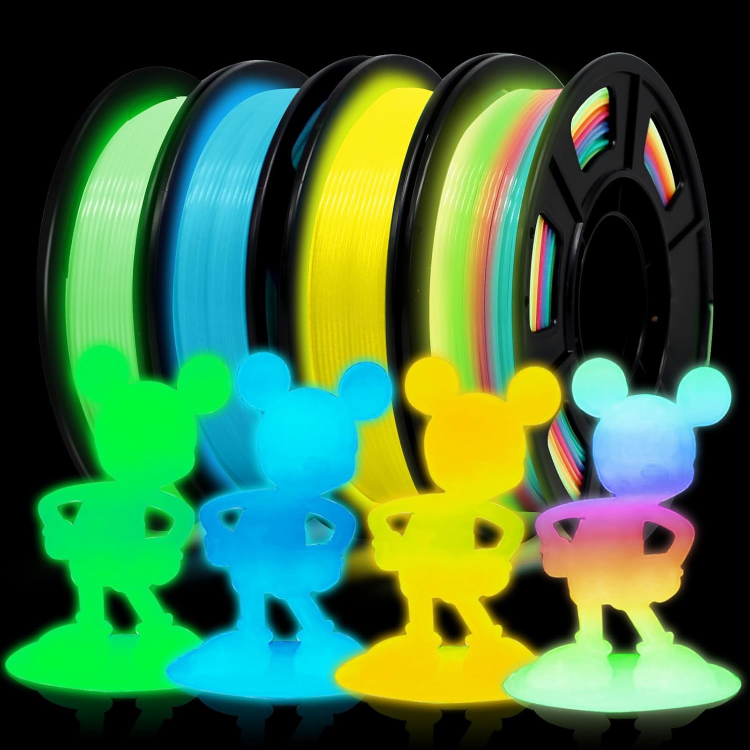 Eono Filament PLA Glow in The Dark 1.75 mm +/-0.03mm for 3D Printers and 3D Pens...