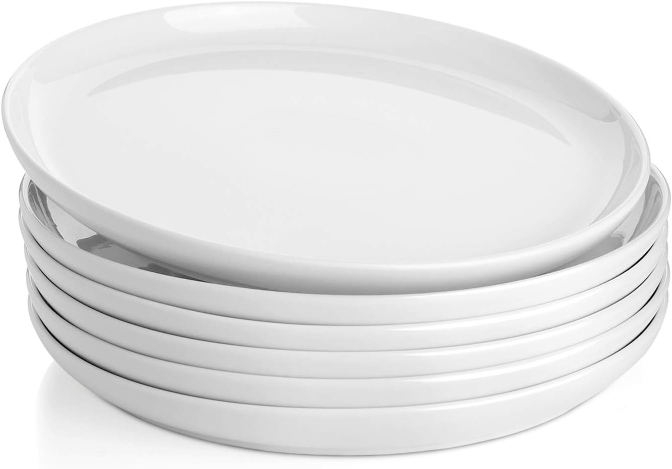 Sweese Porcelain White Dinner Plates Set of 6, 10 Inch Salad Serving Modern Roun...
