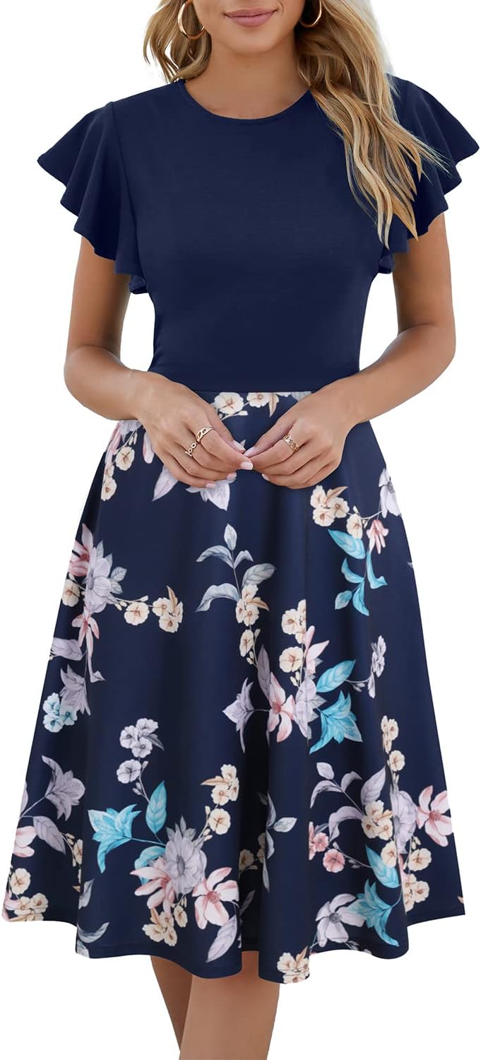 HELYO Women's Dress, Special Semi-Formal Dress with Ruffle Sleeves, Innovative V...