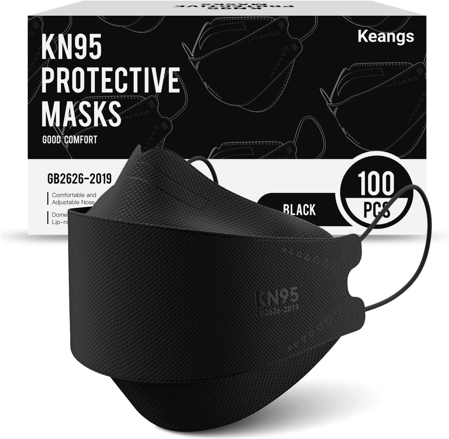 Keangs KN95 Face Masks 100 Pack, Breathable Protective Disposable Mask For for A...