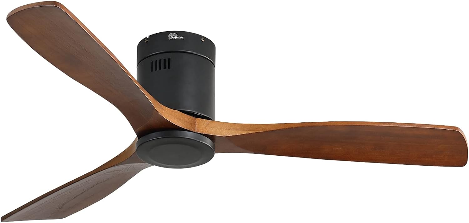 Sofucor 52 Inch Ceiling Fan Without Lights Flush Mount Ceiling Fan with Remote C...