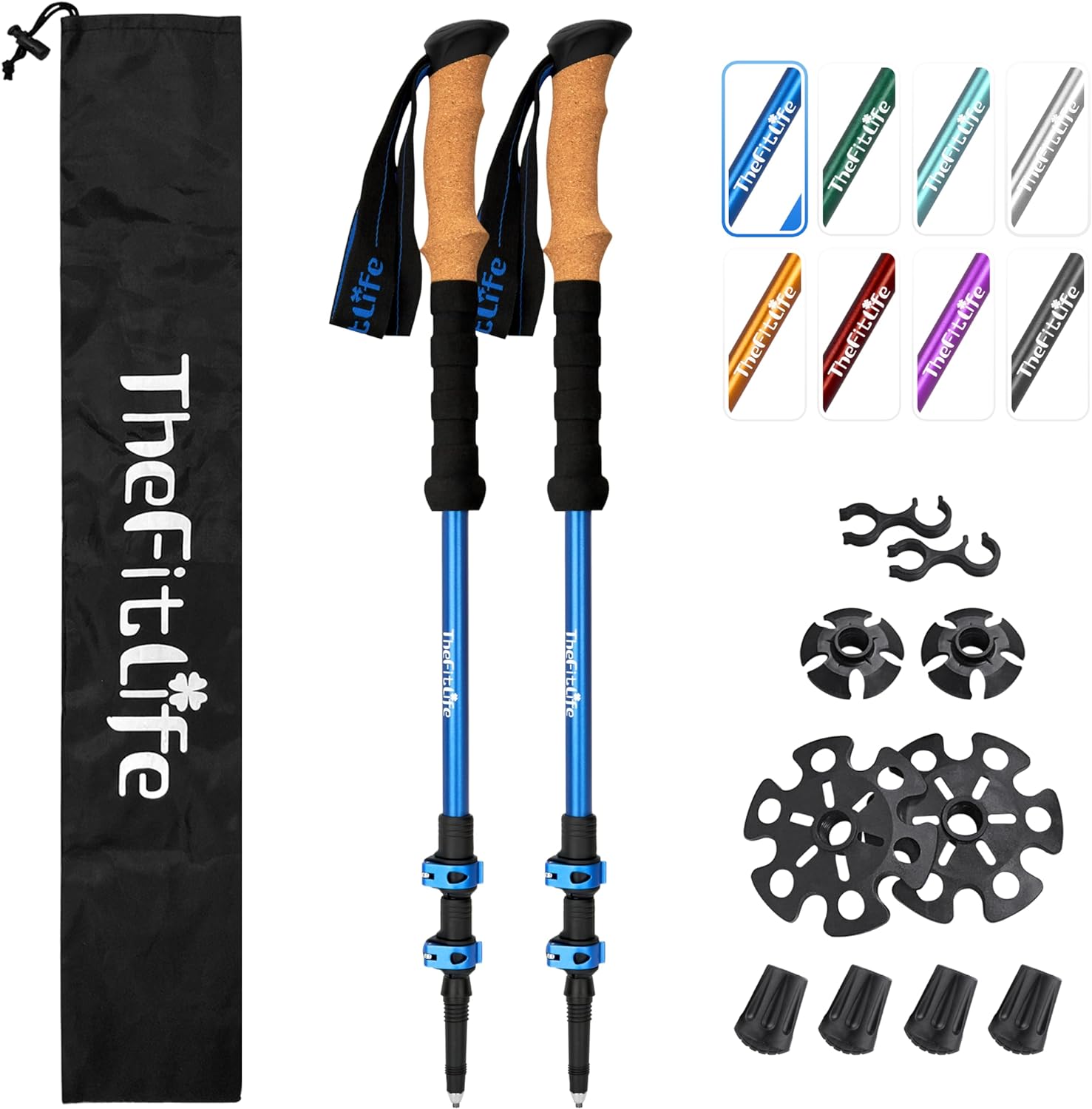 TheFitLife Trekking Poles for Hiking and Walking - Lightweight 7075 Aluminum wit...
