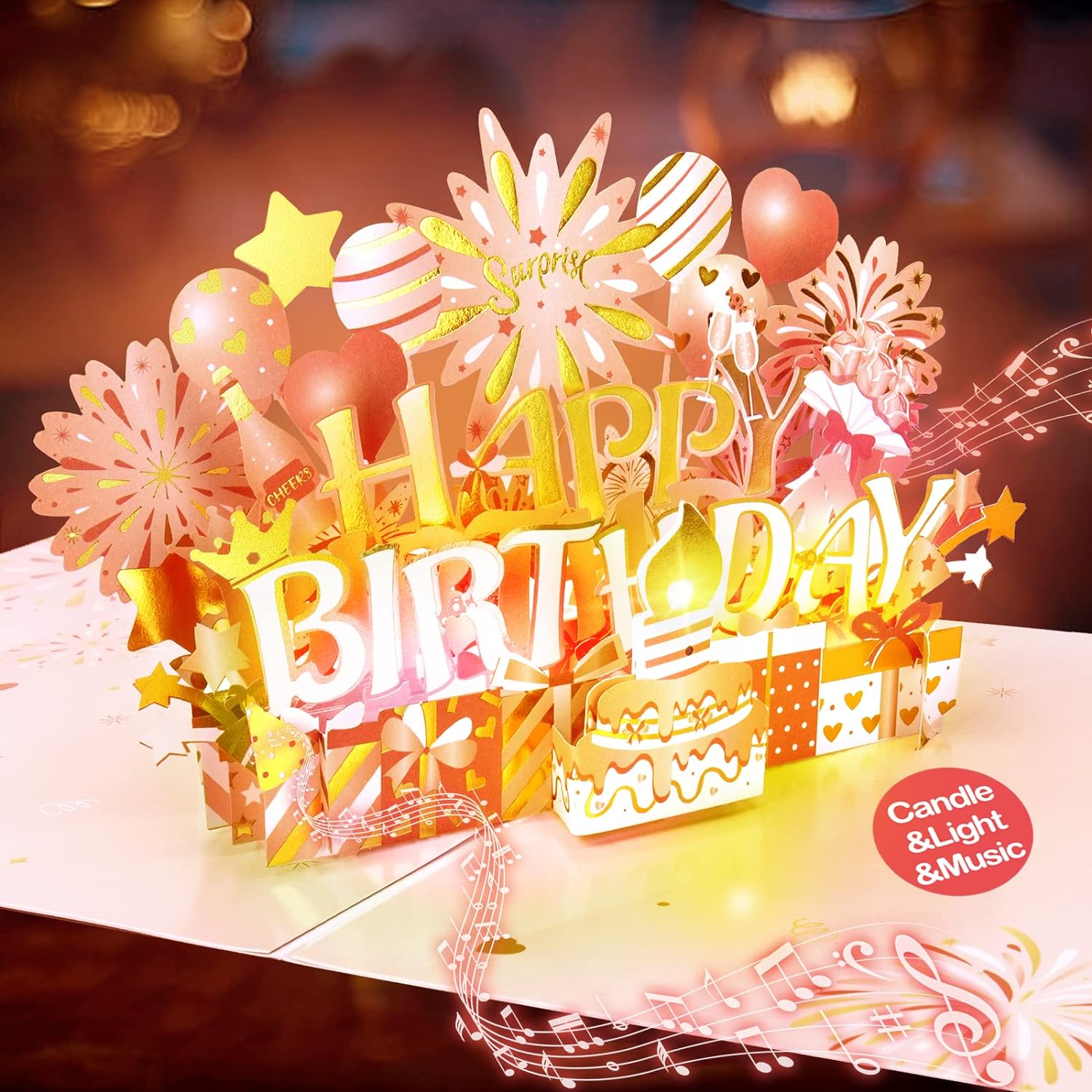 INPHER Birthday Cards, Special Pop Up Happy Birthday Card, Innovative LED Candle...