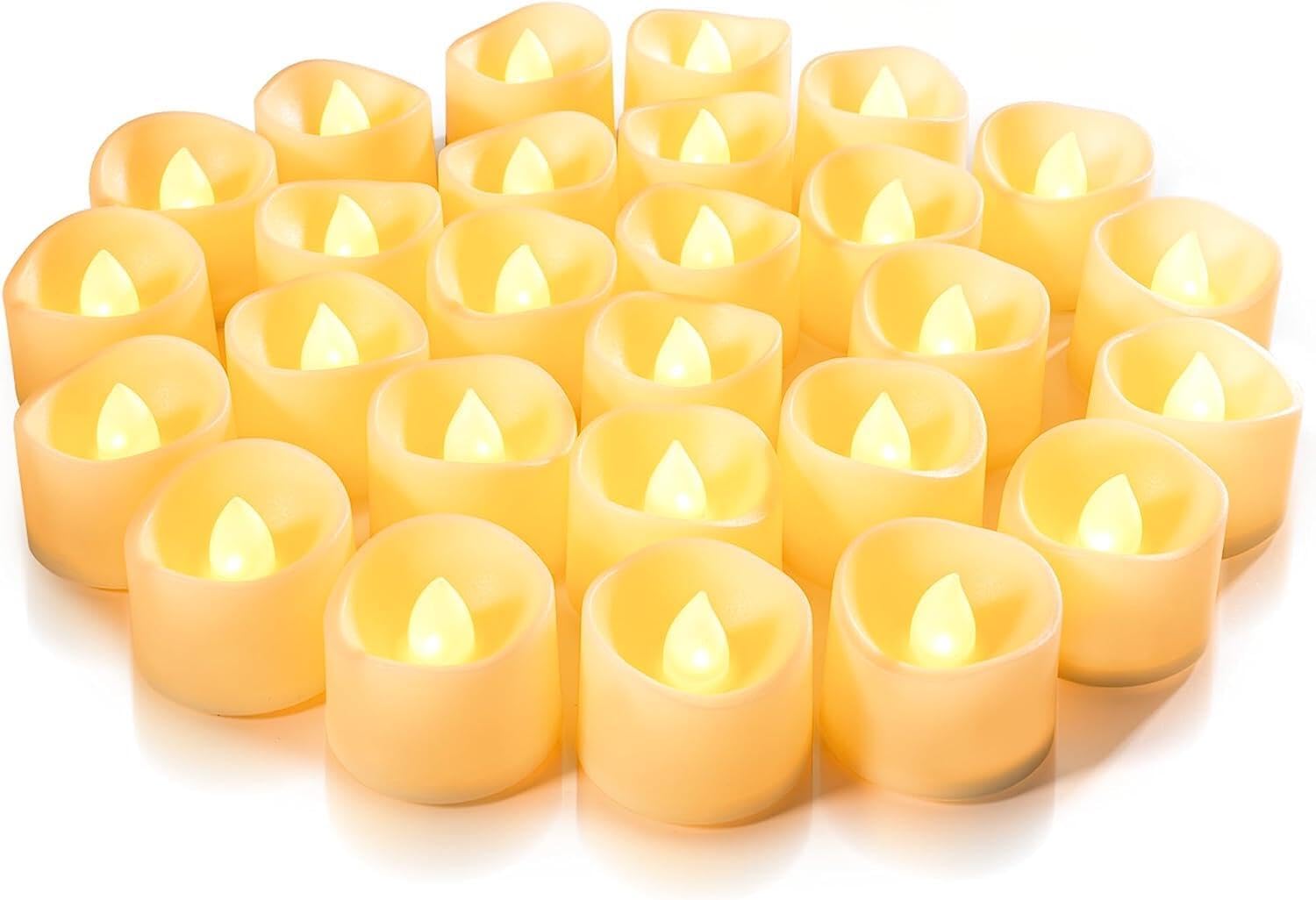Homemory 24 Pack Ivory White Battery Tea Lights, Long-Lasting Tea Lights Battery...