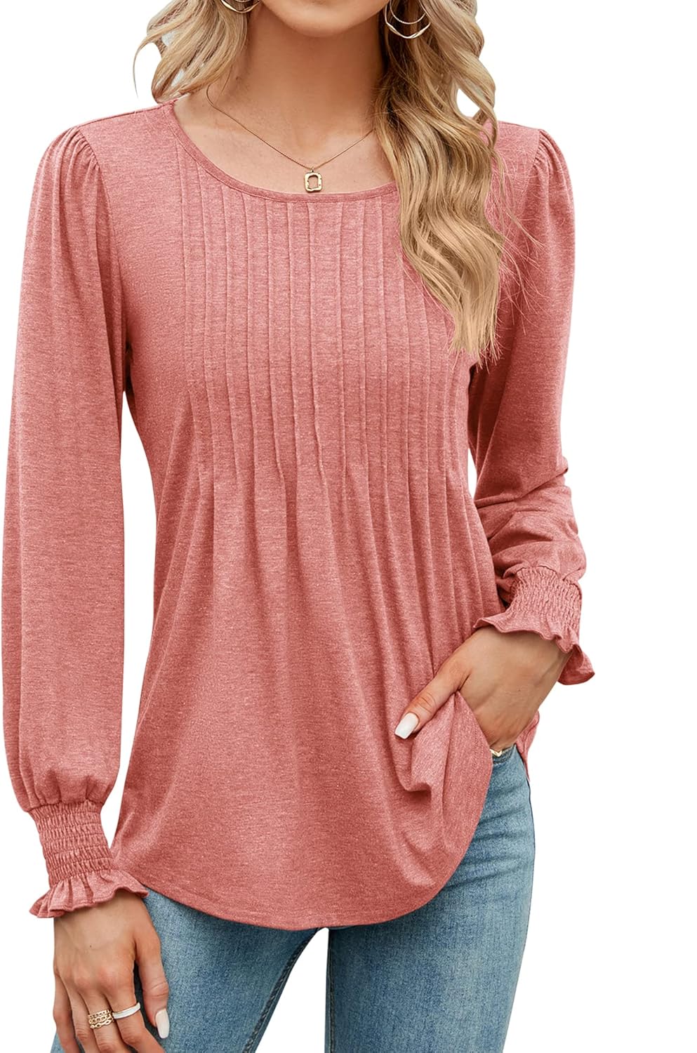 LOMON Women's Fall Blouses, Special Tunic Tops, Innovative Puff Long/Short Sleev...