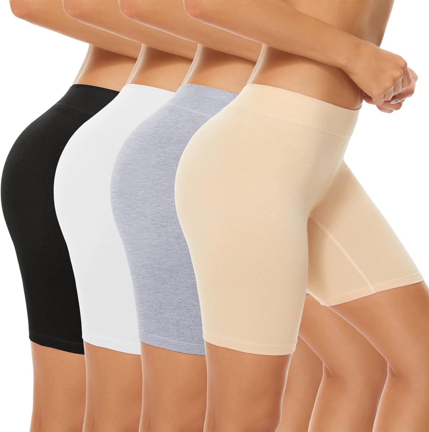 POKARLA 4 Pack Women's Cotton Underwear Boxer Shorts Anti Chafing Bike Shorts Bo...