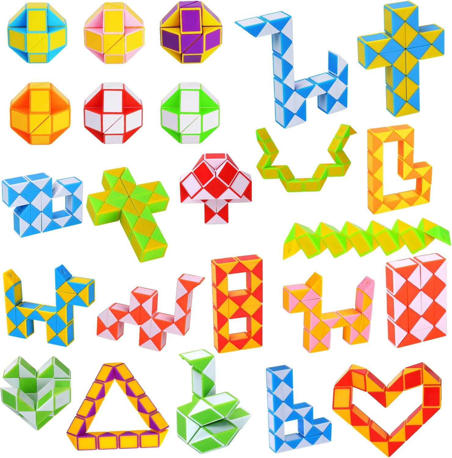 Ainiv Magic Snake Cube, 24 Pack 24 Blocks Mini Fid...