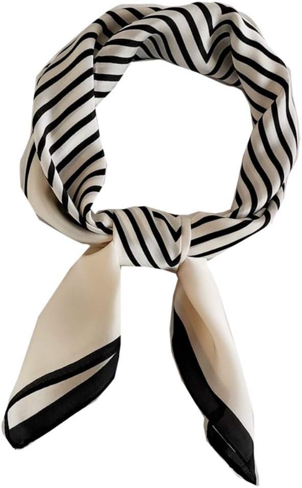 FONYVE Silk Feeling Scarf Medium Square Satin Head Scarf for Women 27.5 × 27.5 i...