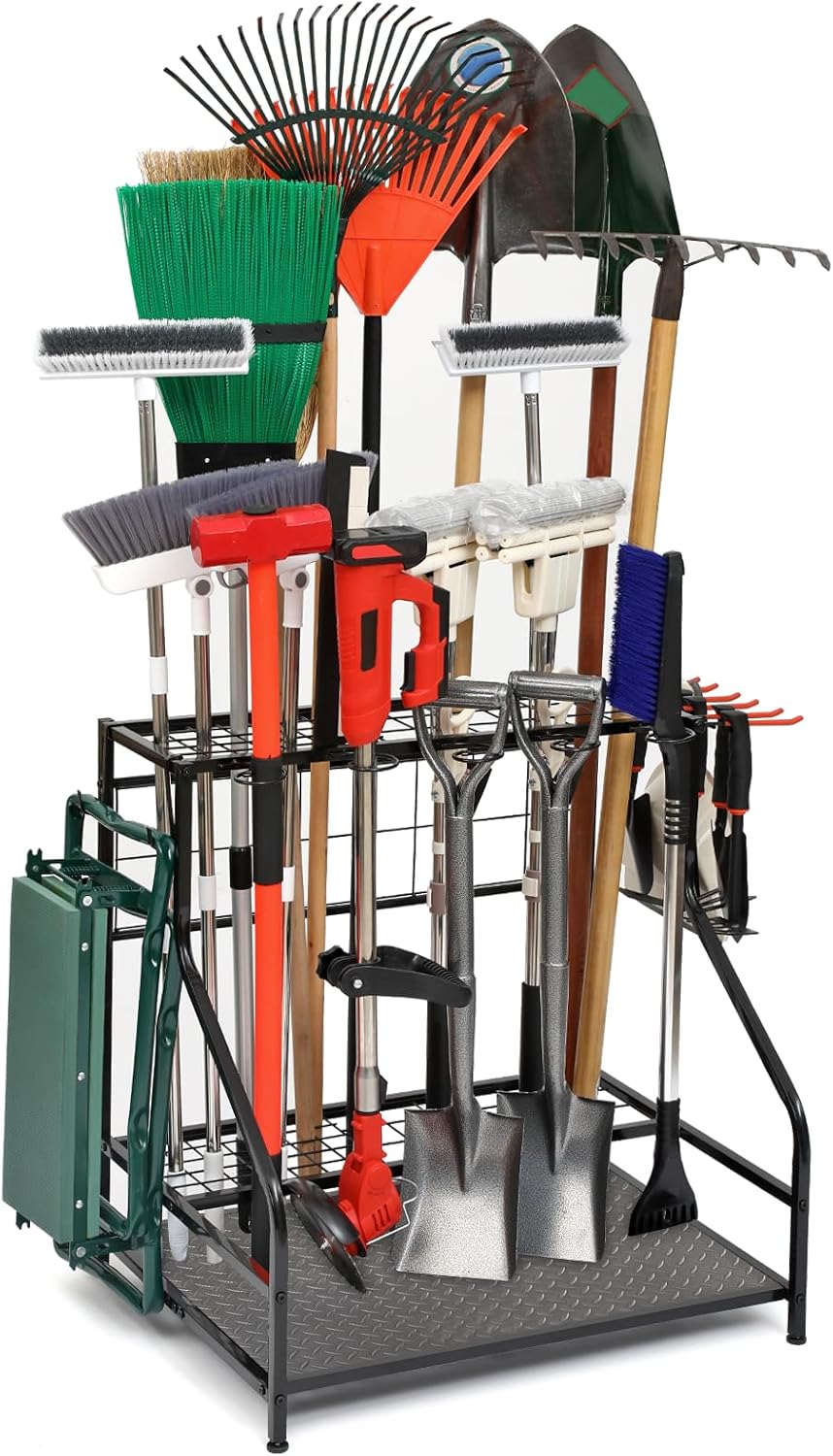 Garden Tool Organizer for Garage, Garden Tool Rack, Up to 58 Long Handled Tools,...