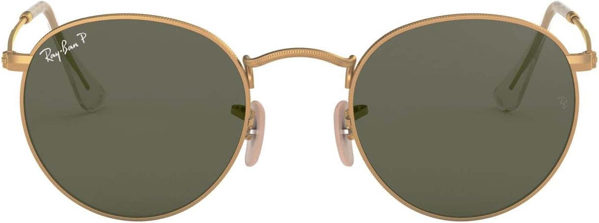 Ray-Ban Rb3447 Round Metal Sunglasses Matte Gold/Polarized G-15 Green 50 Millime...