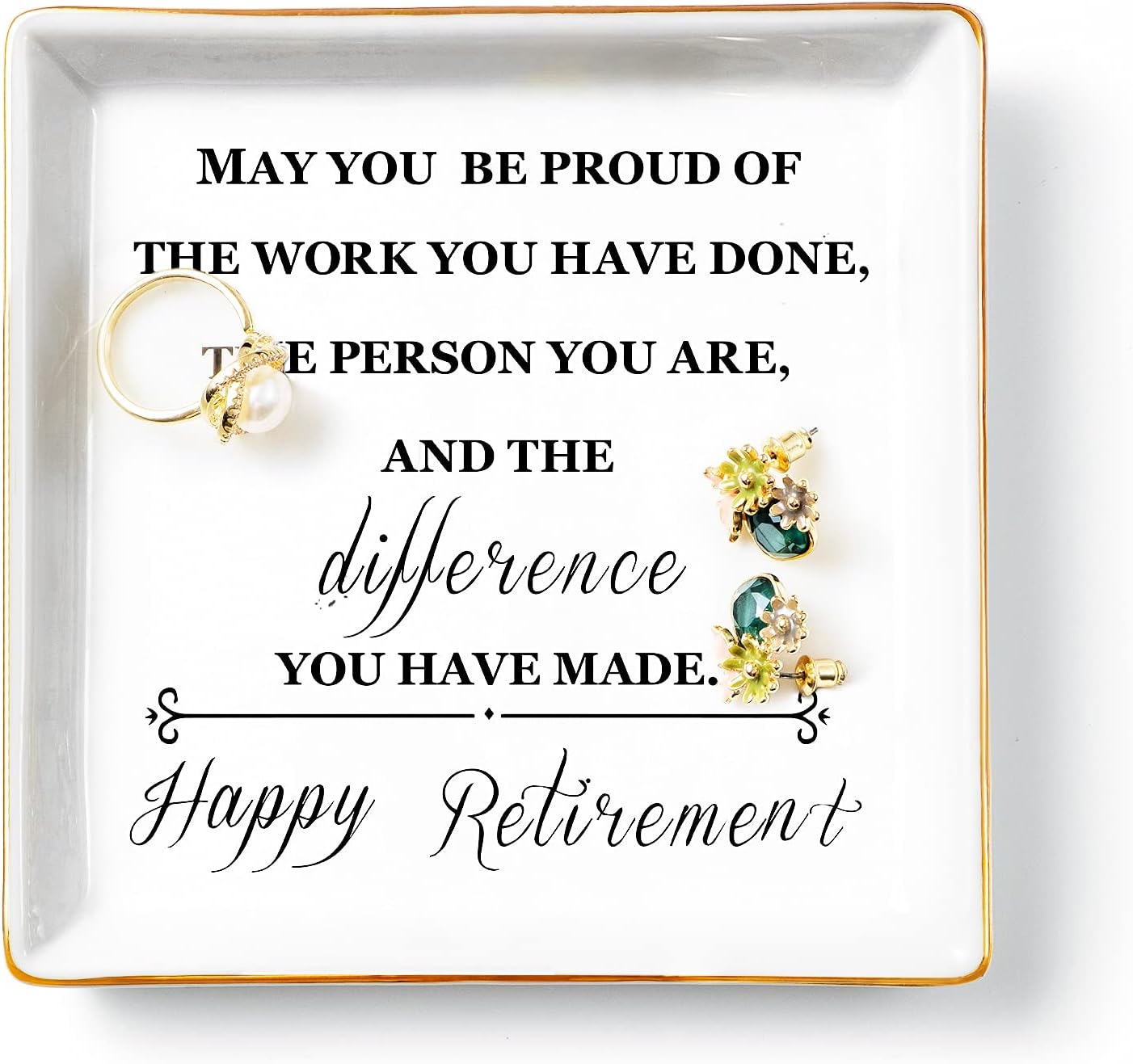 Titanape Happy Retirement Gifts for Women, Ring Dish Trinket Dish Jewellery Hold...