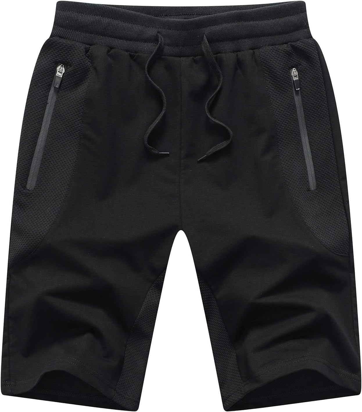 Tansozer Mens Gym Shorts Summer Running Shorts with Zip Pockets XXL Black
