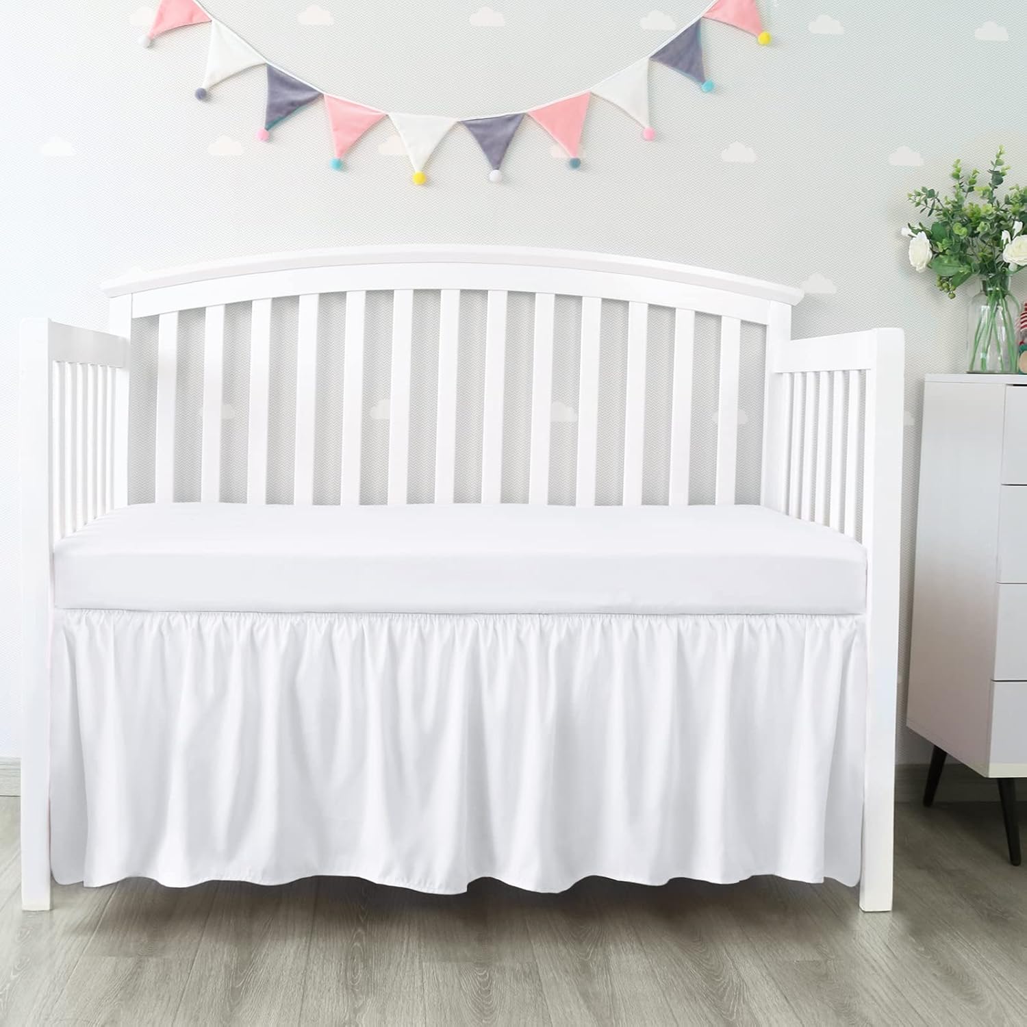 Crib Bed Skirt, Special Dust Ruffle for Baby Boys Girls, Innovative Elastic Adju...