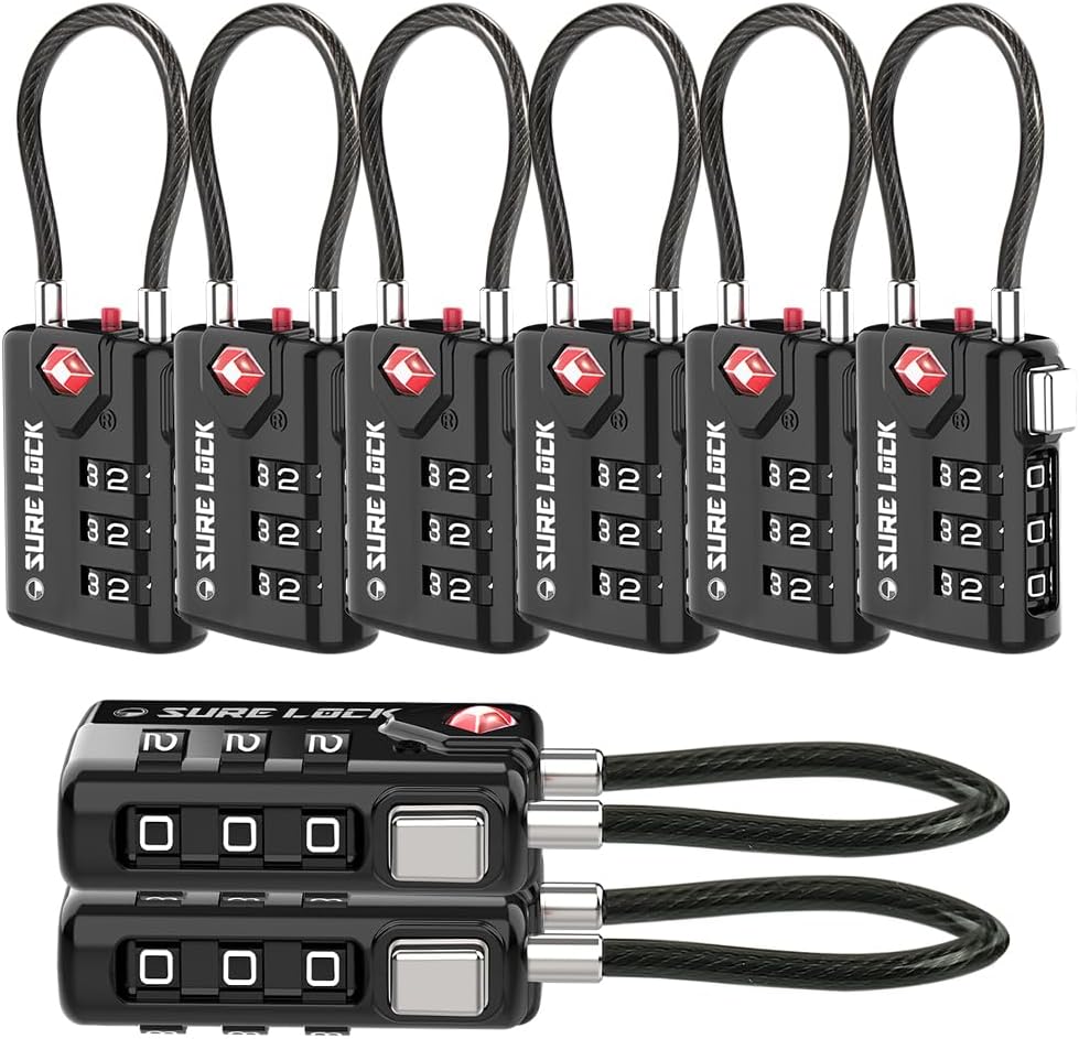 SURE LOCK TSA Compatible Travel Luggage Locks, Special Travel Accessories with I...