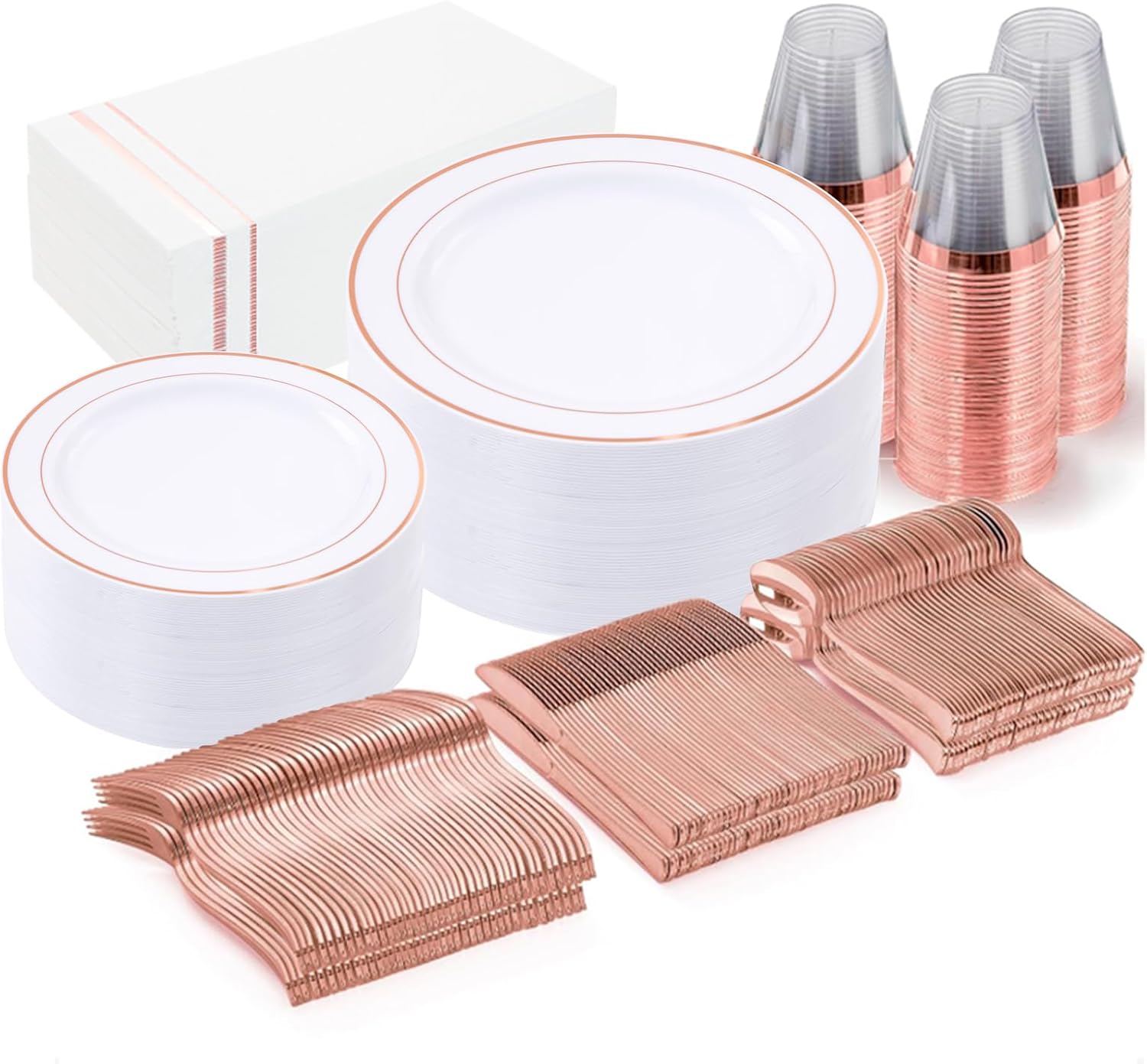 GATHER 350pcs Rose Gold Plates and Silverware Set...
