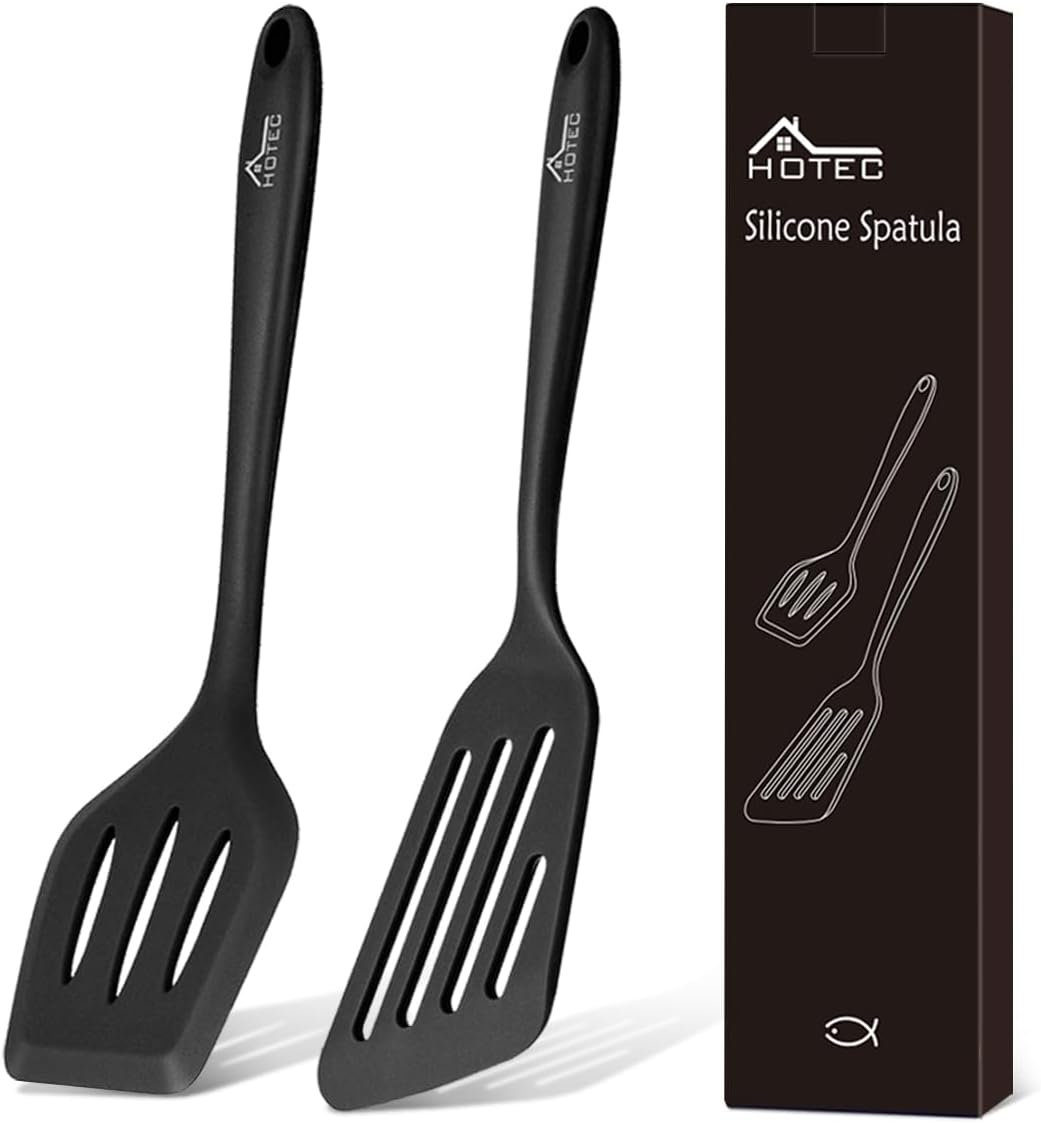 Hotec Silicone Slotted Fish Turner Spatula Set, Special Kitchen Utensils for Bak...
