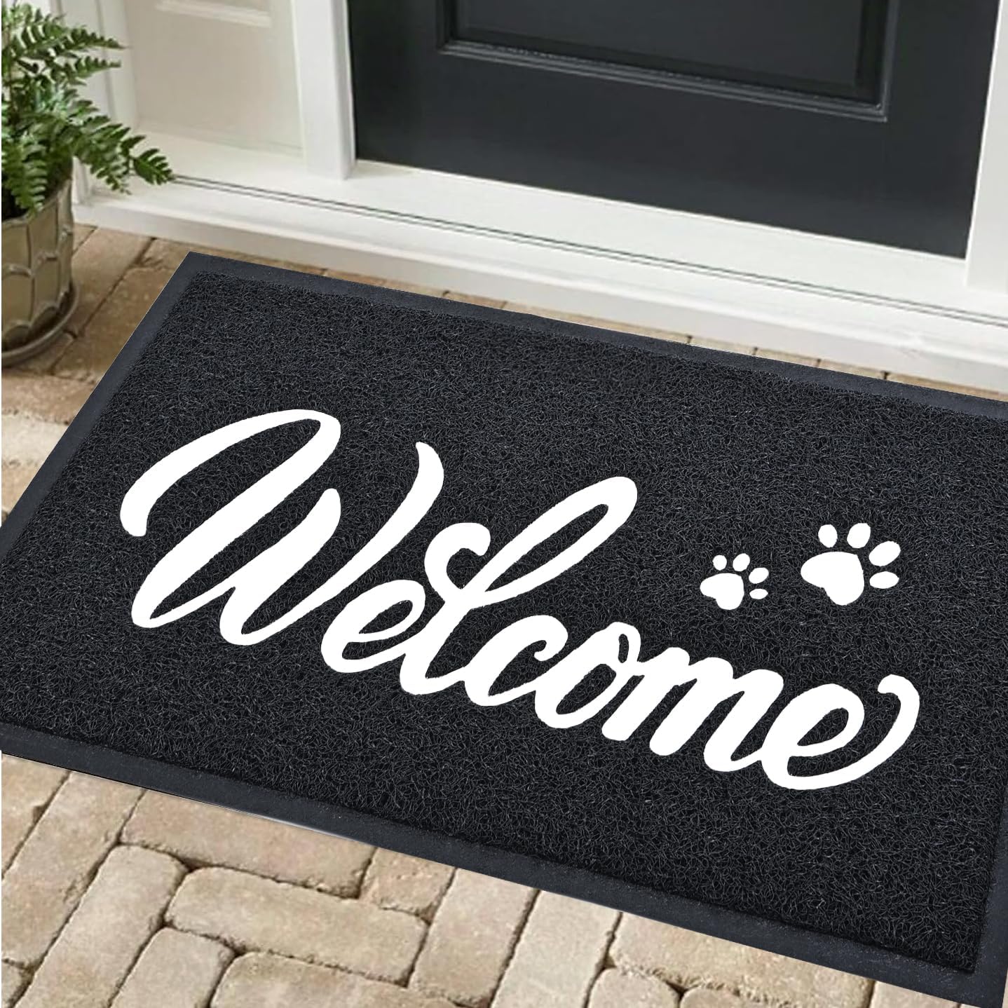 Door Mat Welcome, Outdoor/Indoor Heavy Duty Non Slip Doormat for Front Door Enta...