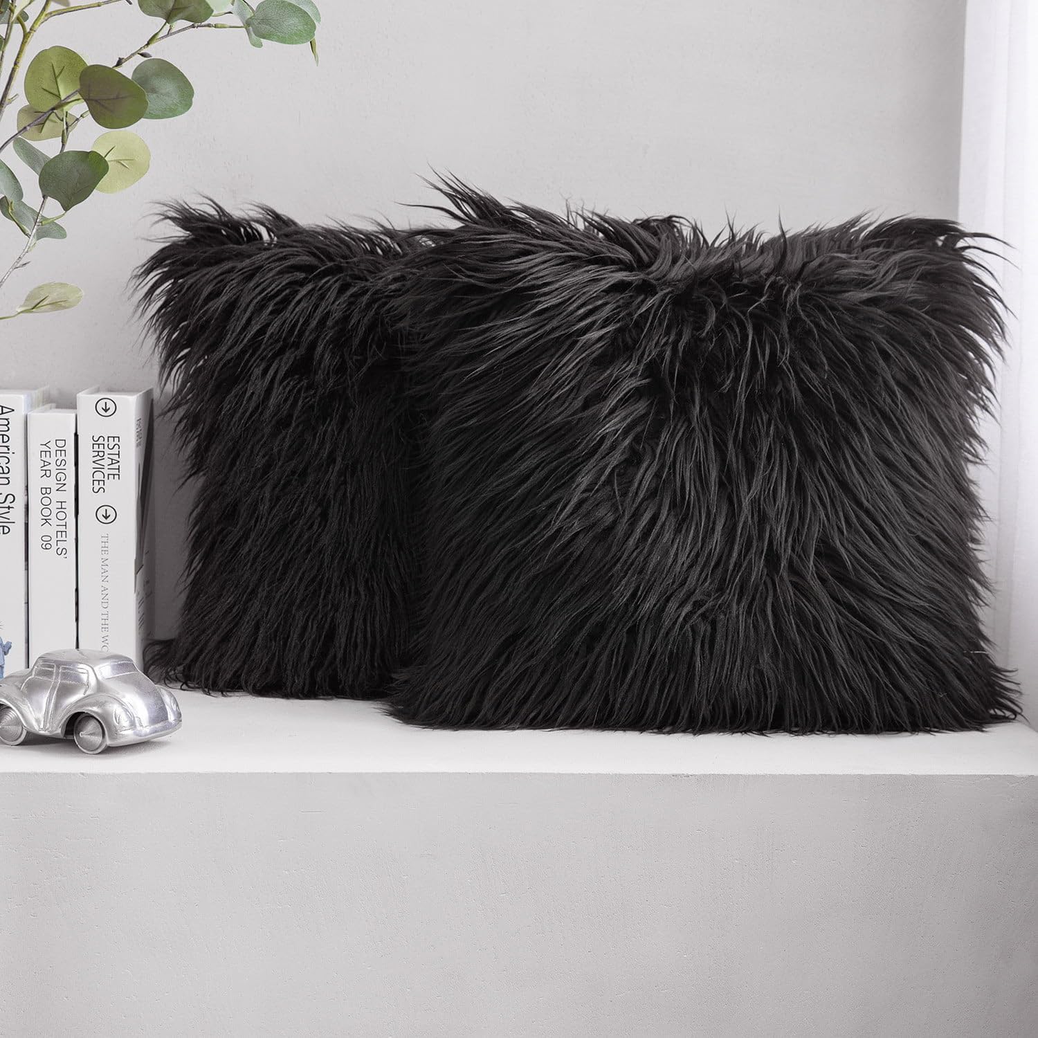 Phantoscope Pillow Cover Set, Luxury Soft Faux Fur Solid Throw Decorative Cushio...