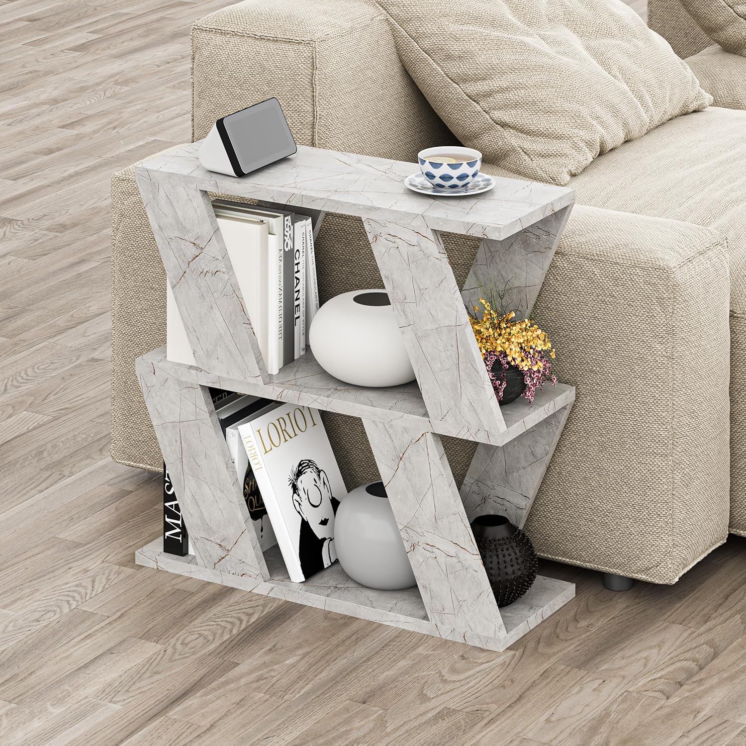 Hocuspicus Narrow Side Table, Special 2 Storage Shelf, Innovative 2 Tier Side Ta...
