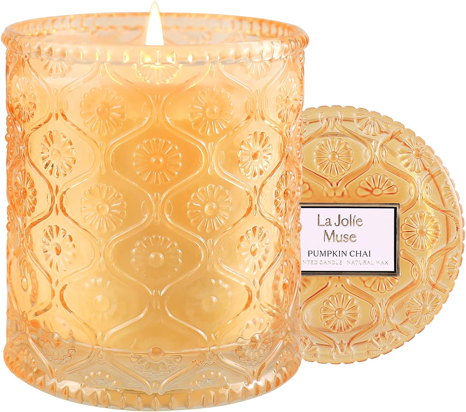 LA JOLIE MUSE Pumpkin Chai Scented Candle, Fall Candle, Natural Soy Candle, 40 H...