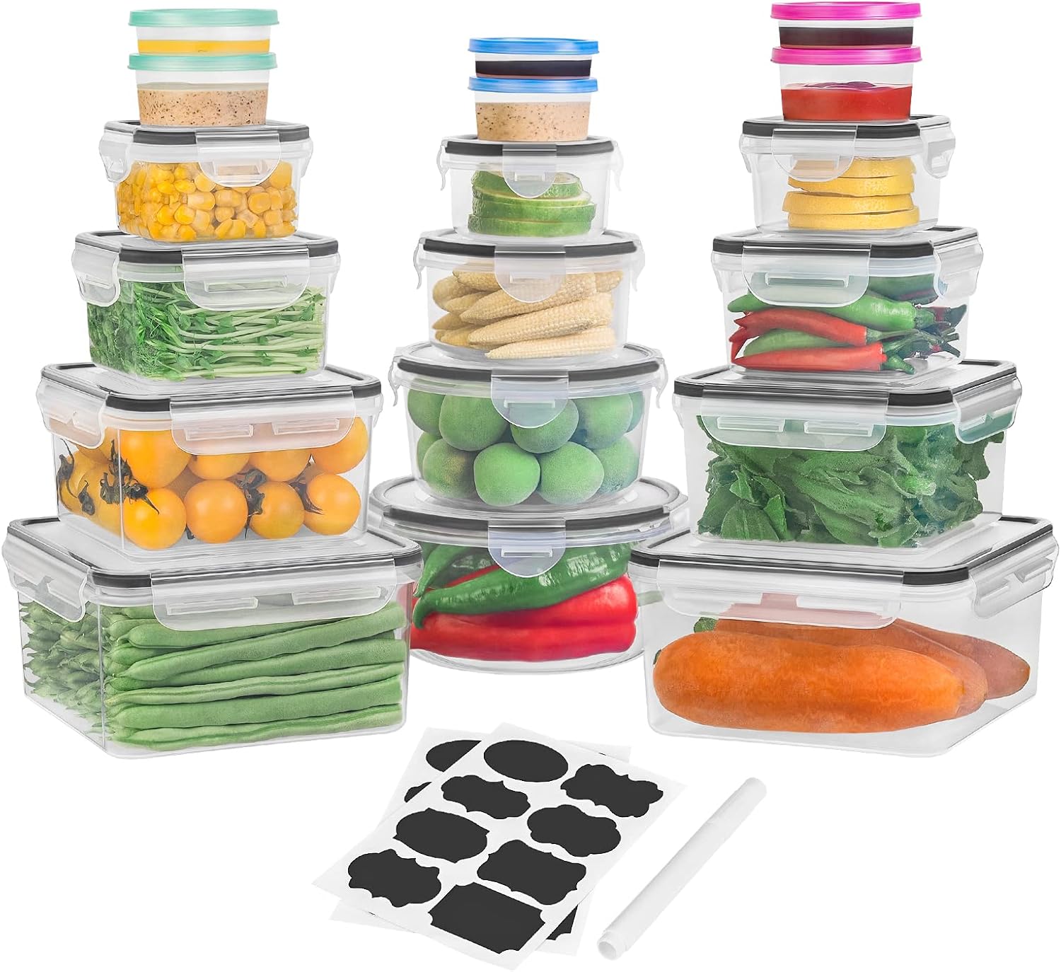 36 PCS Food Storage Containers (18 Stackable kitchen Storage Containers with 18...