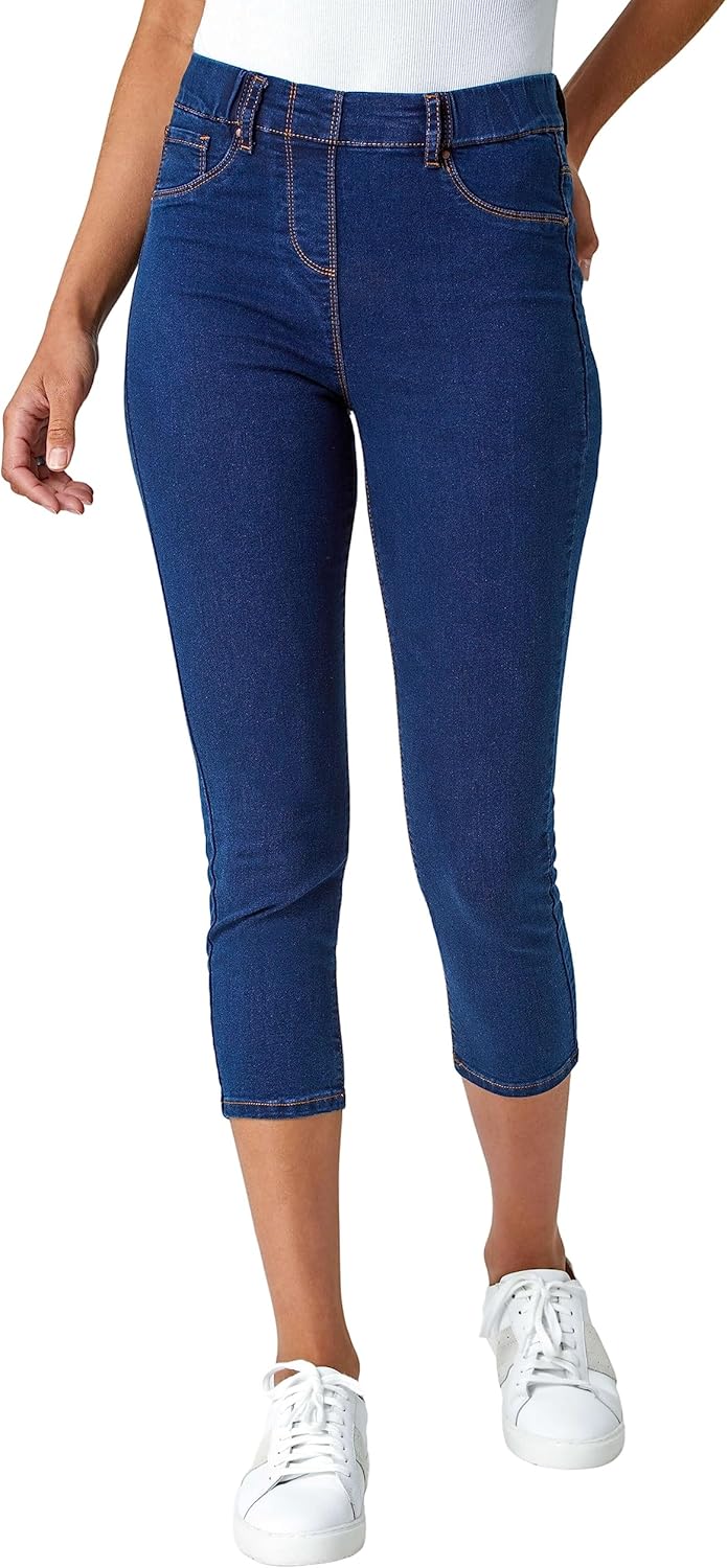 Roman Originals Cropped Jeggings for Women UK Ladies Capri Stretchy Jeans Denim...