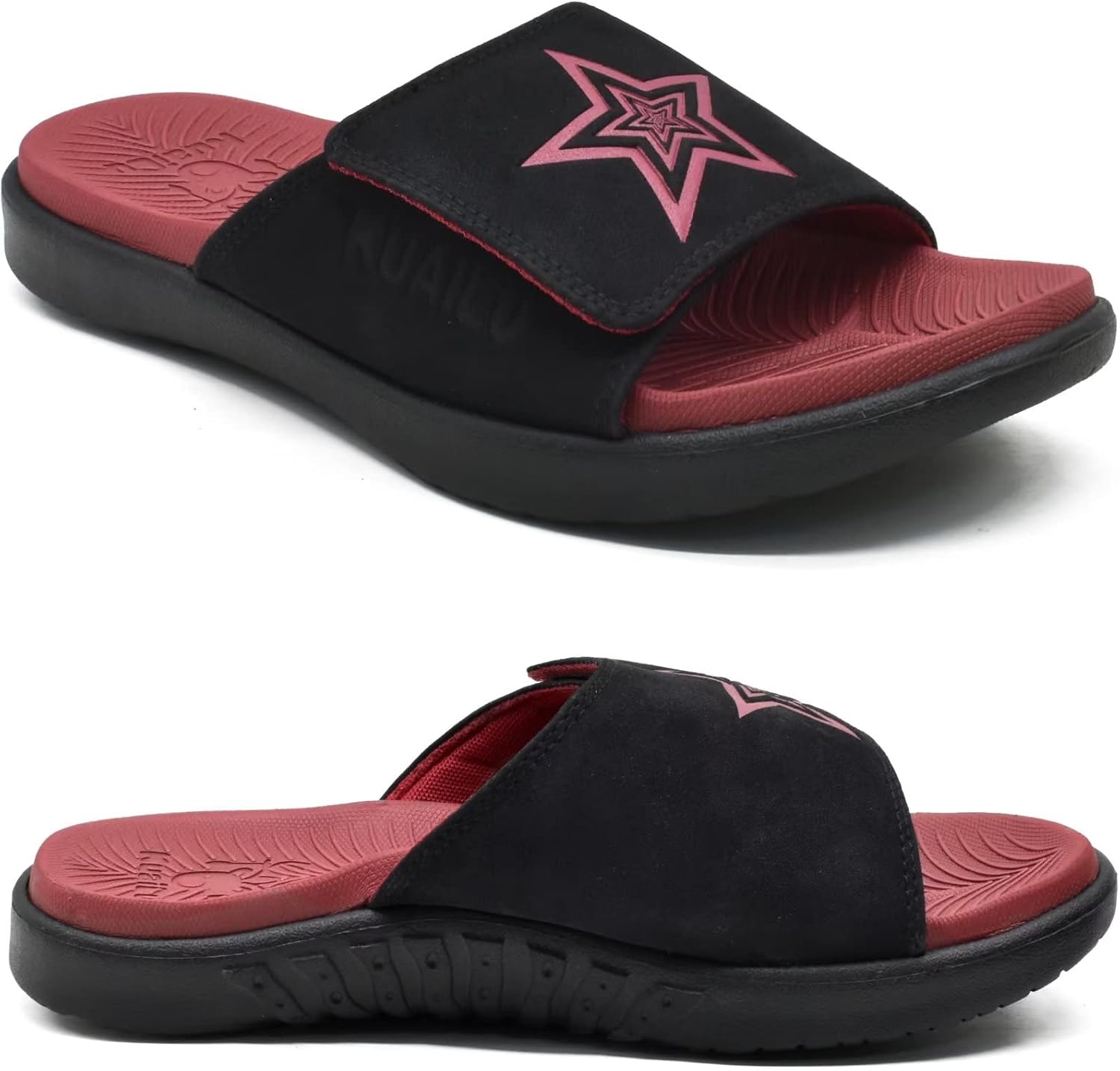 KuaiLu Mens Slides, Special Soft Cushion Sport Sandals with Plantar Fasciitis Ar...
