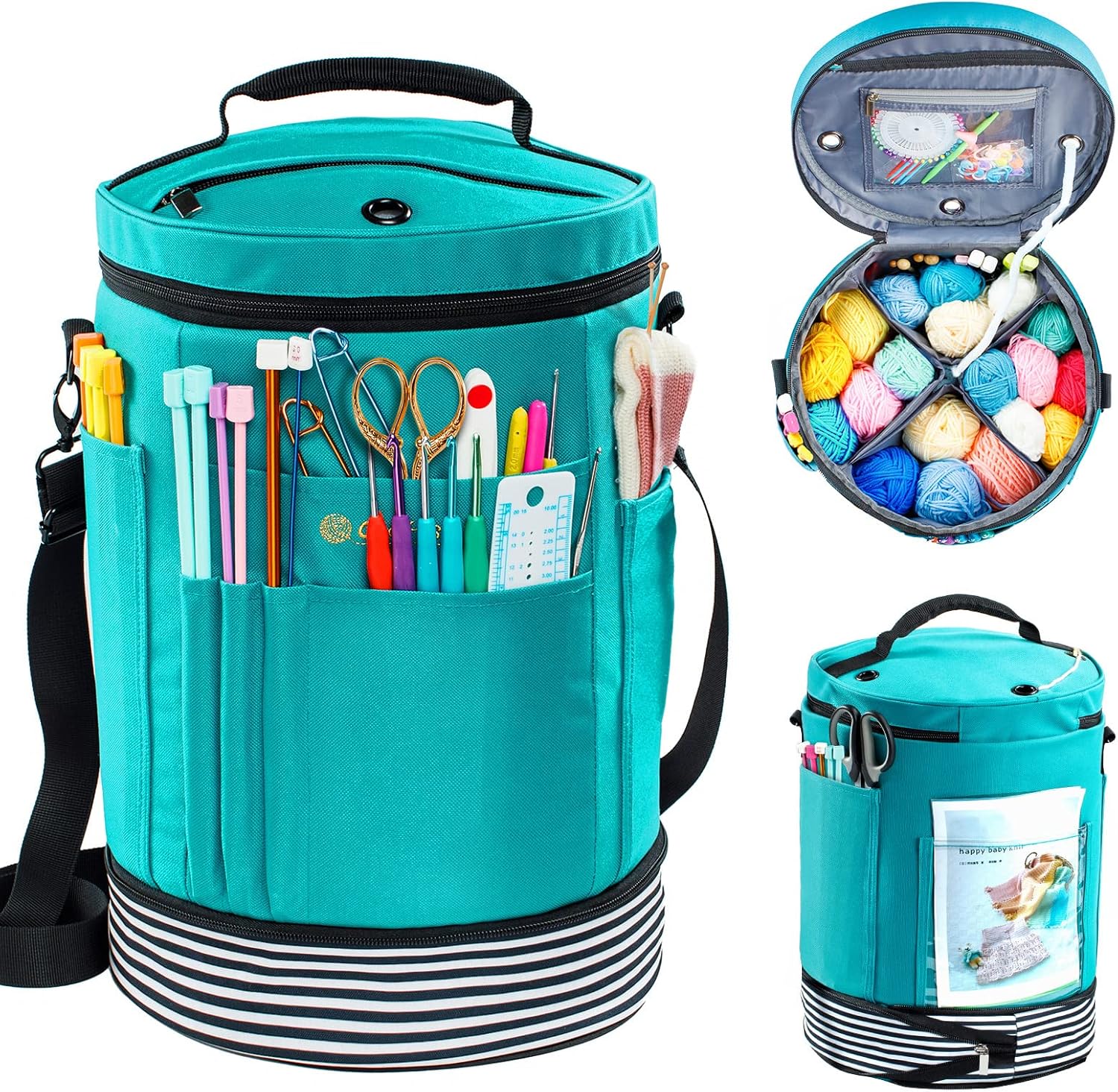 MYBAGZING Expandable Crochet Bag-Knitting Bag Yarn Storage Organizer - Yarn Bag...