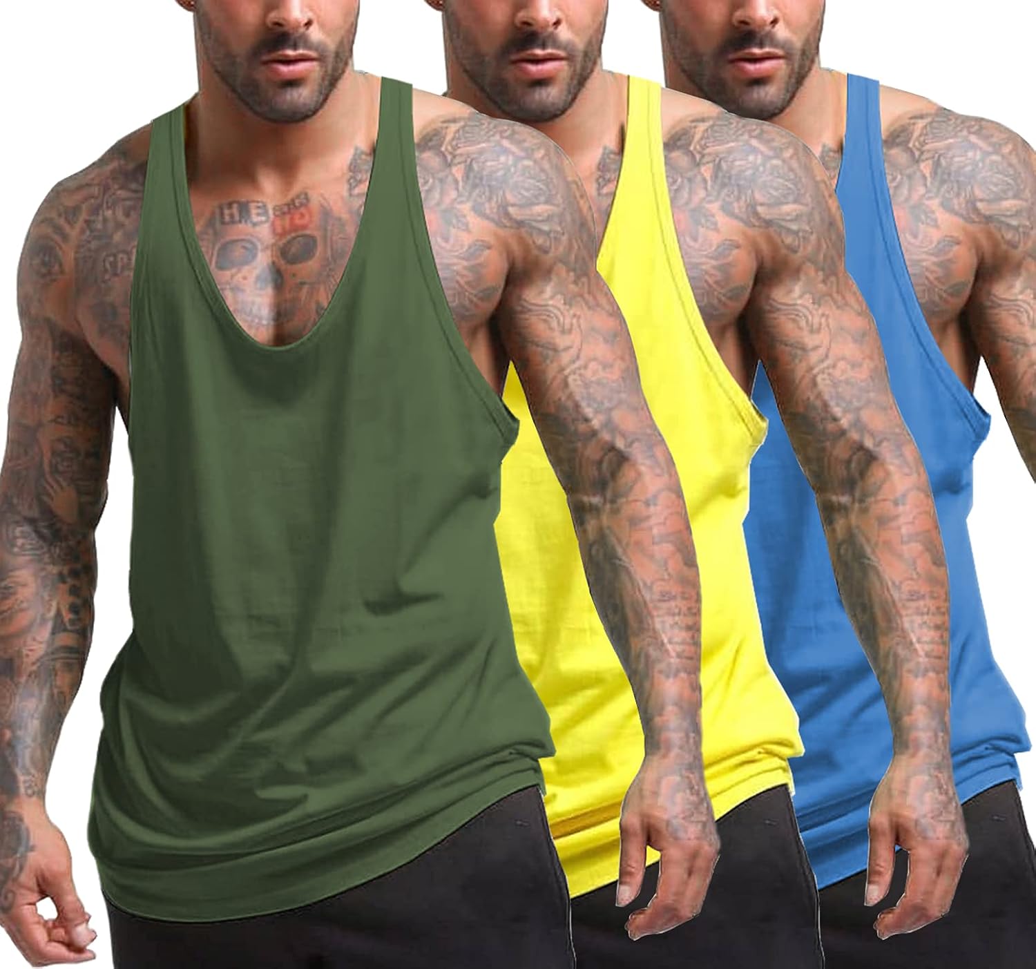 COOFANDY Men's 3 Pack Tank Tops, Special Gym Workout Shirt, Unique Y-Back Sleeve...