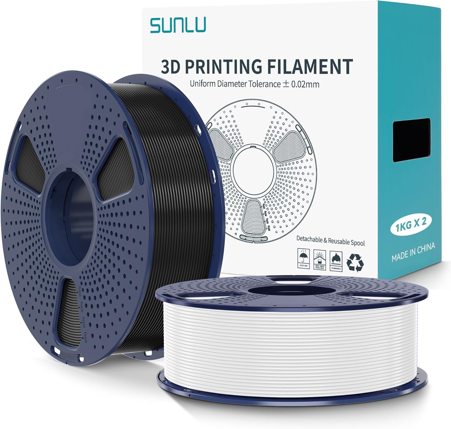 SUNLU PLA+2.0 3D Printer Filament 2KG, Tougher and Stronger PLA Plus Filament 1....