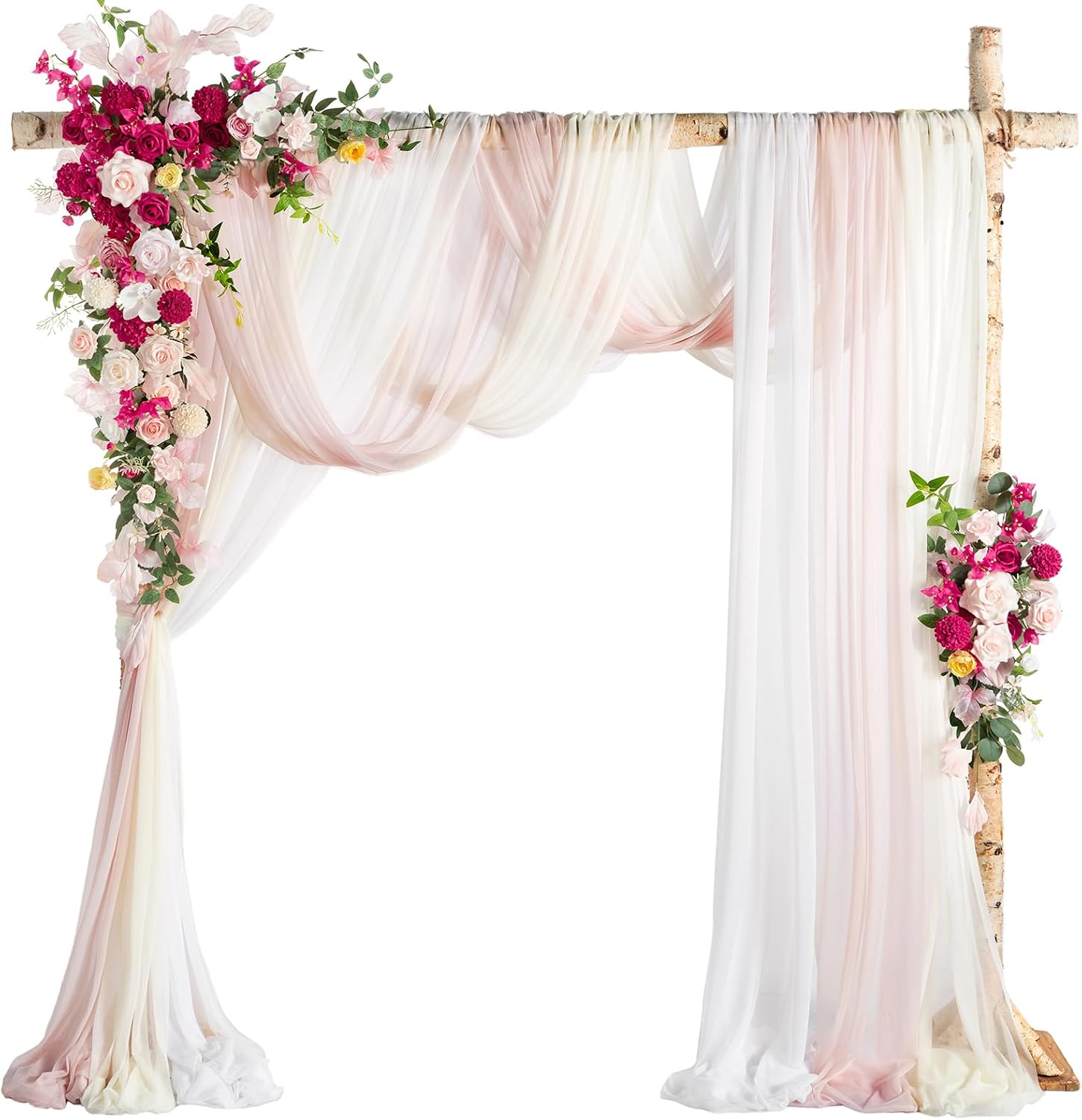 Ling's Moment Deluxe Artificial Wedding Arch Flowers and Drapes Kit, Special Hot...