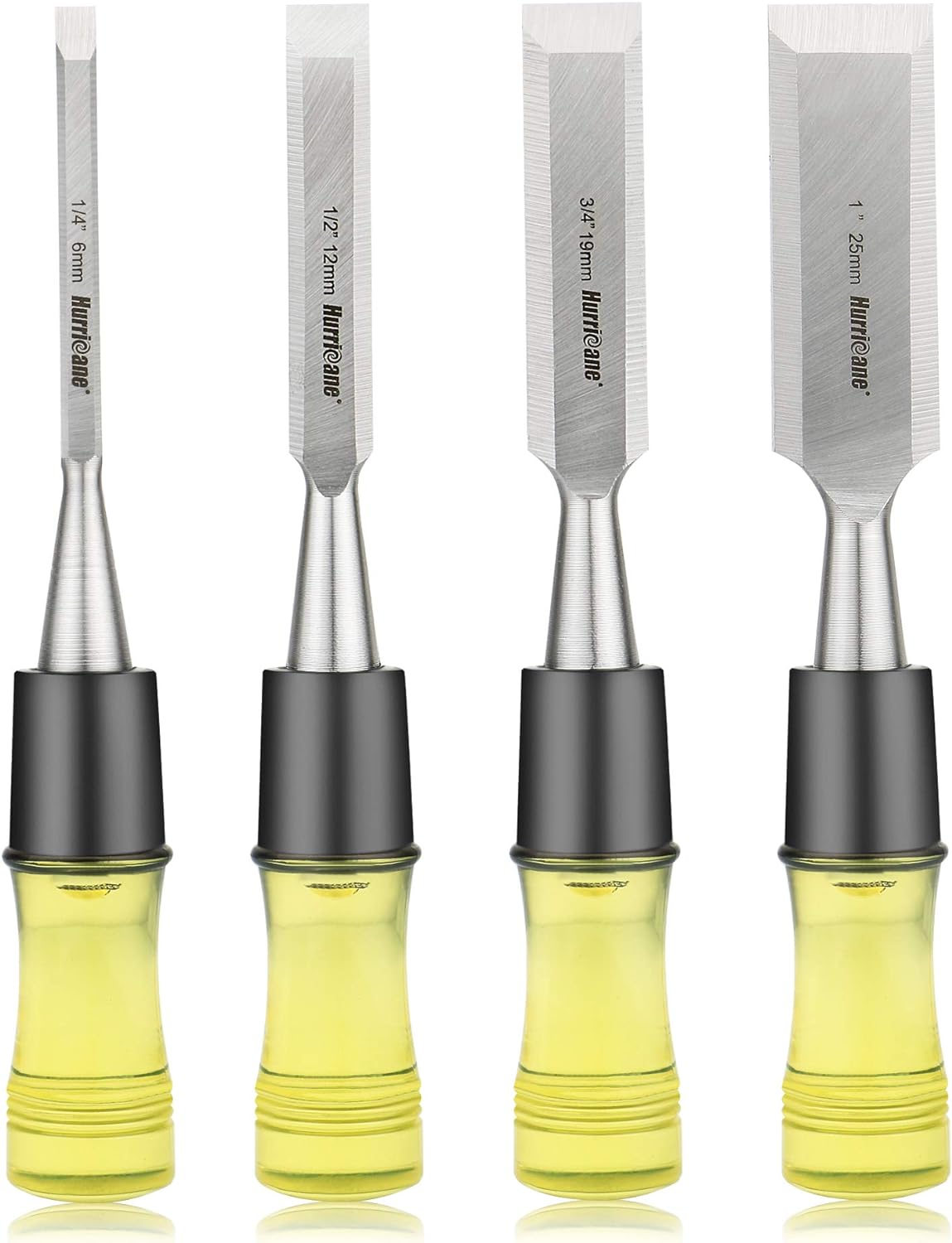 HURRICANE Wood Chisel Set, High-Quality 4 Piece Woodworking Tool with CR-V Steel...