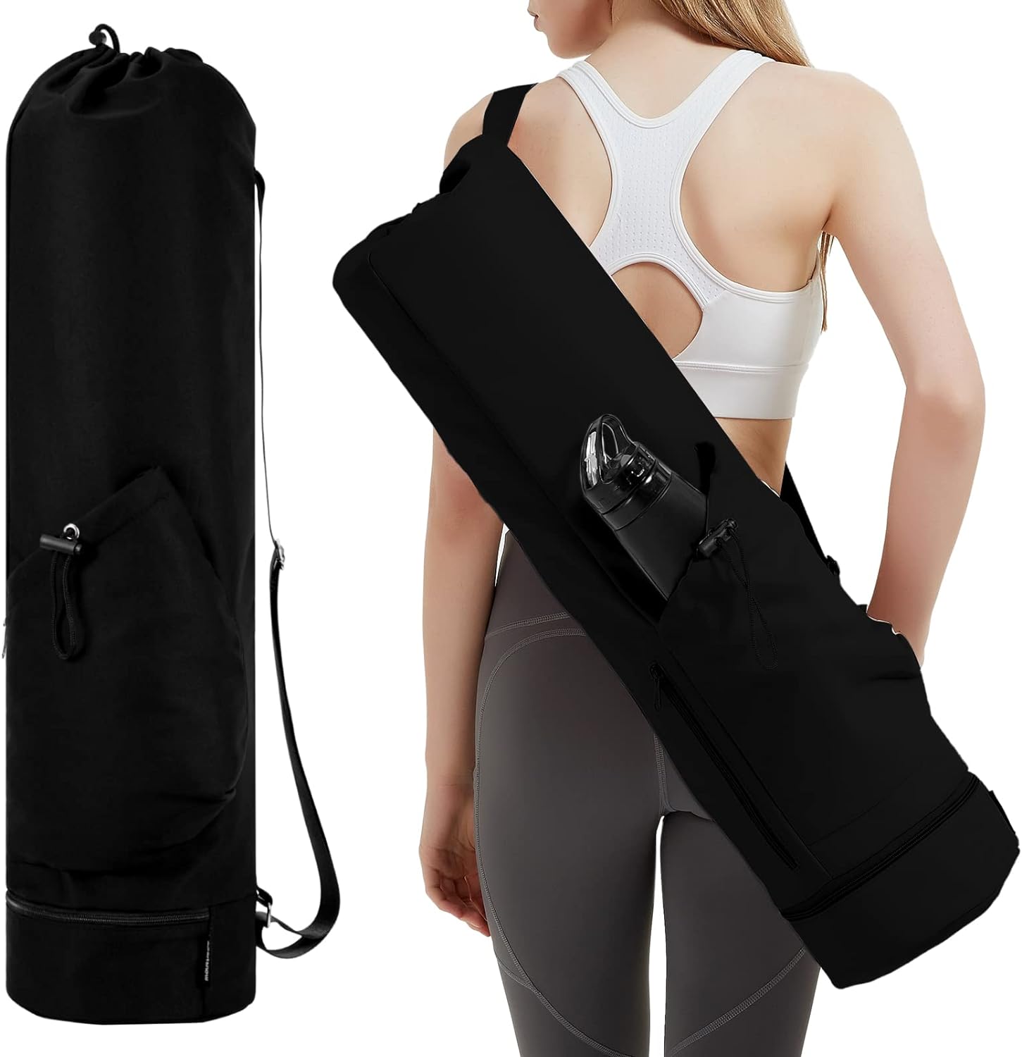 sportsnew Yoga Mat Bag Large with Adjustable Carry Strap Pilates Bag with Bottle...