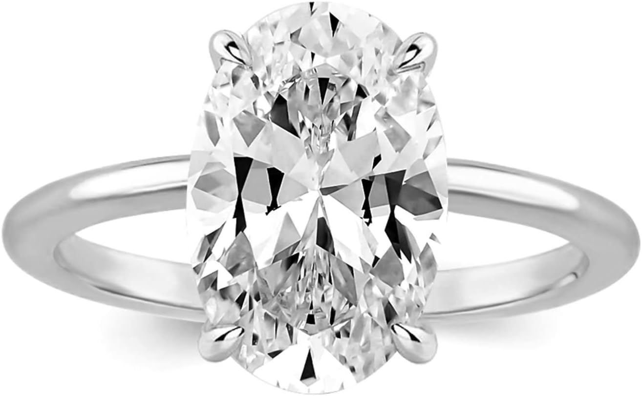 3.5 Carat Elongated Oval Cut Engagement Ring for Women Gold Plated 925 Sterling...