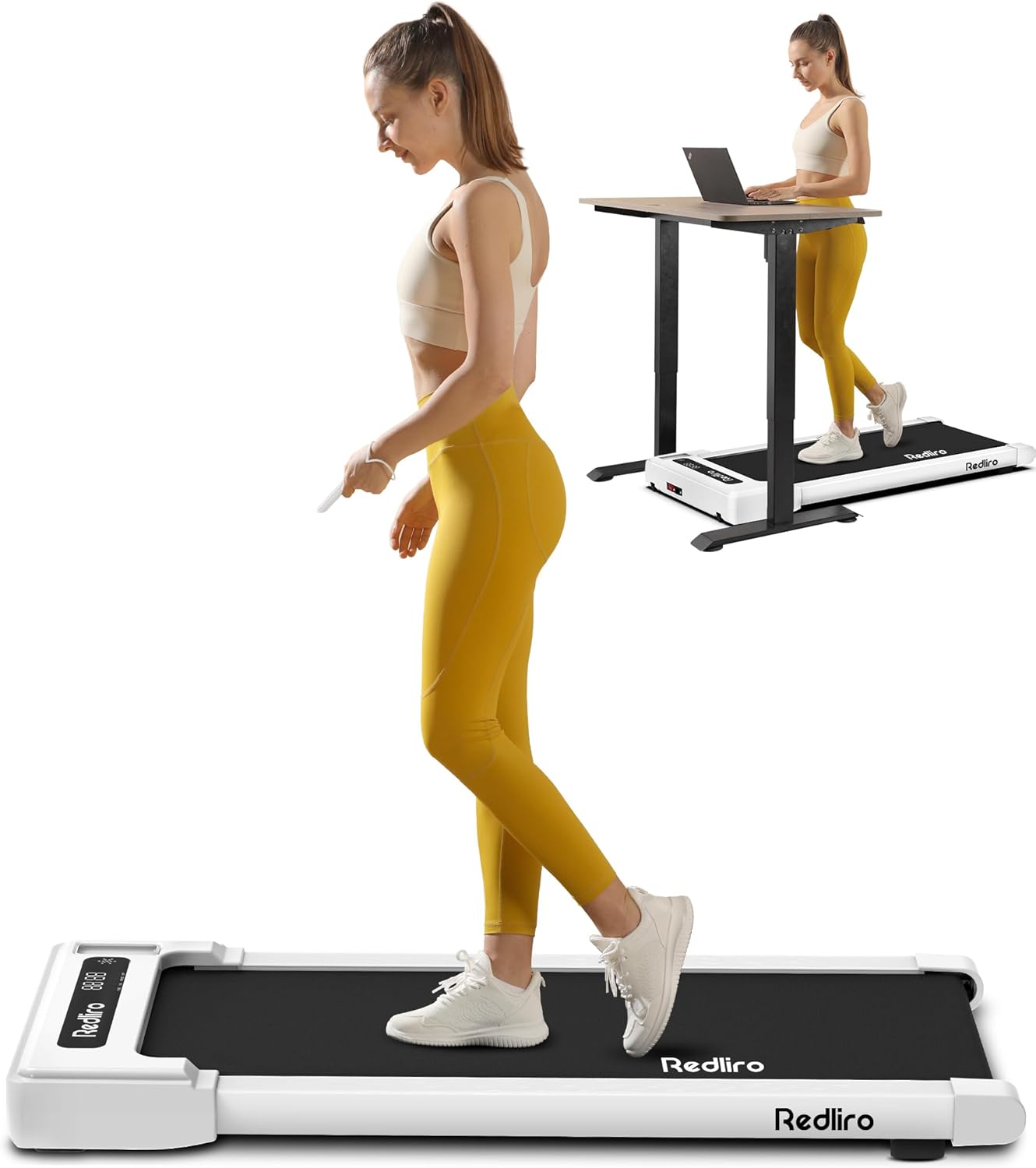 Redliro Walking Pad Treadmill Under Desk, Portable Mini Treadmill with Remote Co...