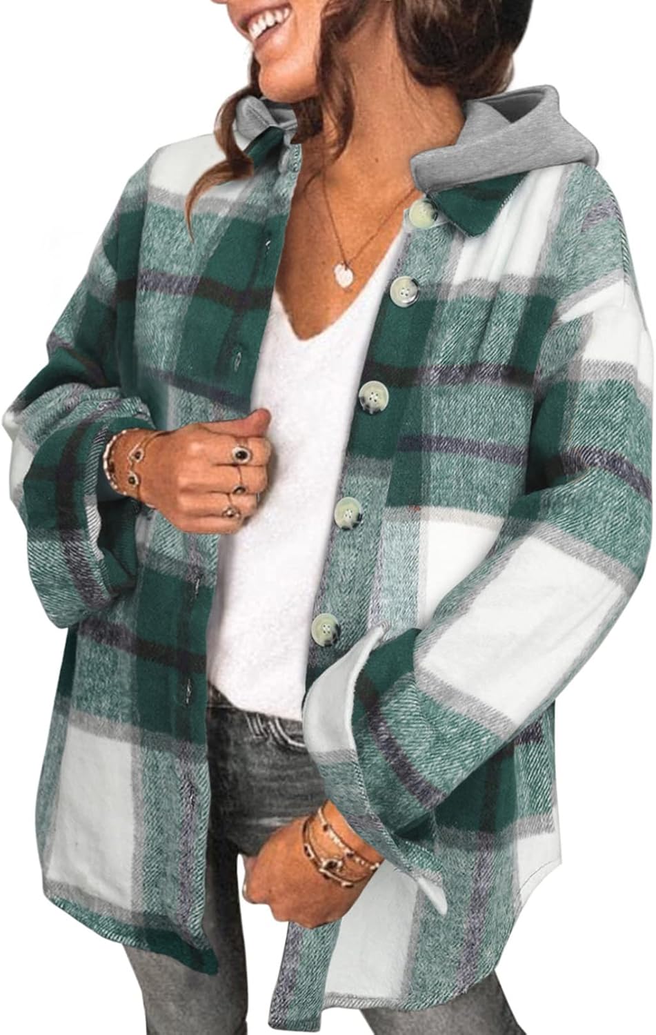 SHEWIN Womens Long Sleeve Plaid Shirt, Special Button Down Flannel Shirt, Innova...