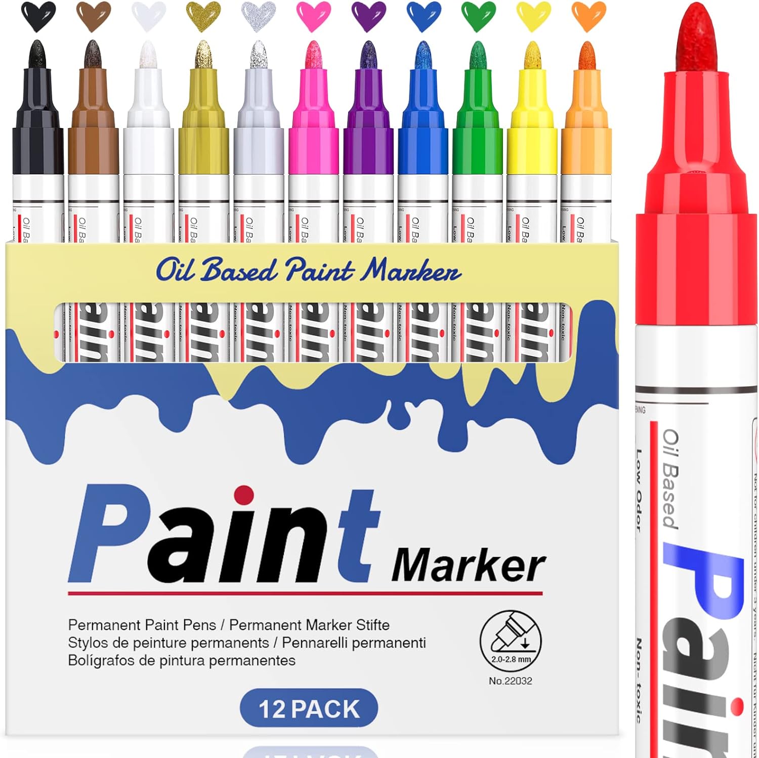 STANBLUE 12 Colors Paint Pens Paint Markers, Permanent Waterproof Paint Pen Oil...