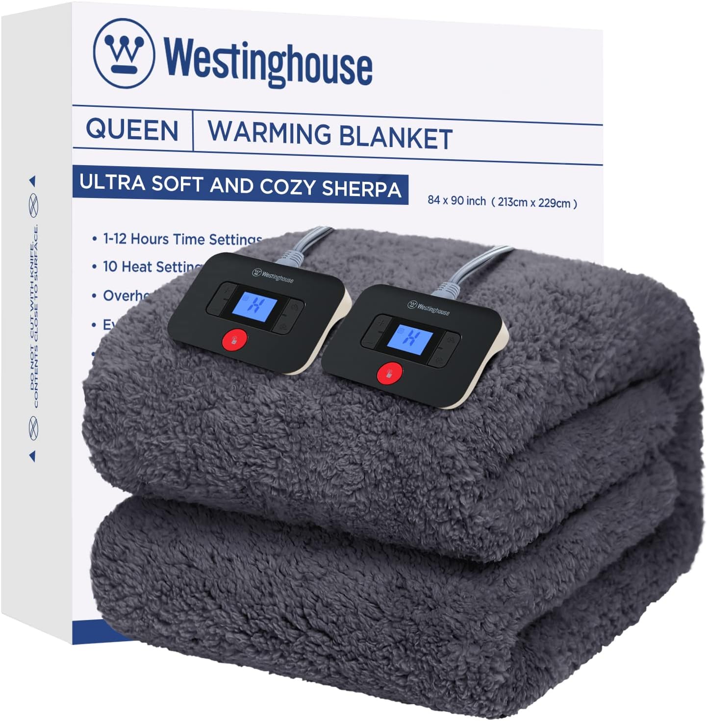 Westinghouse Electric Blanket Queen Size, Soft Plush Sherpa Heated Blanket with...