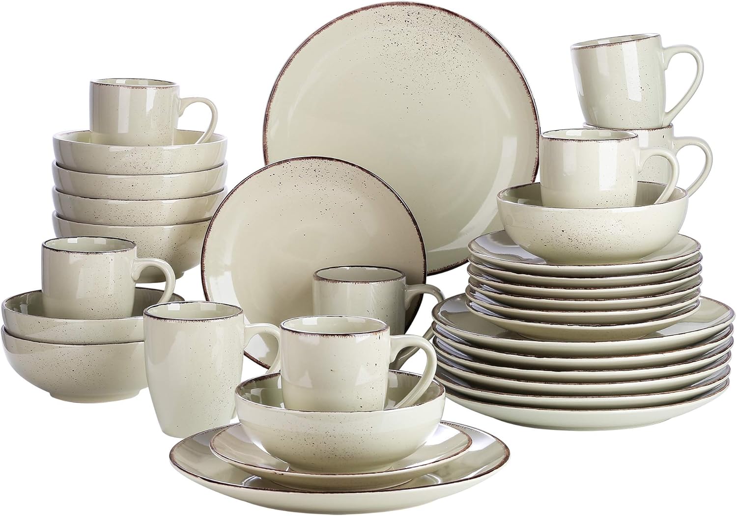 vancasso Navia Nature Dinner Set, Stoneware Vintage Look Beige Dinnerware Tablew...