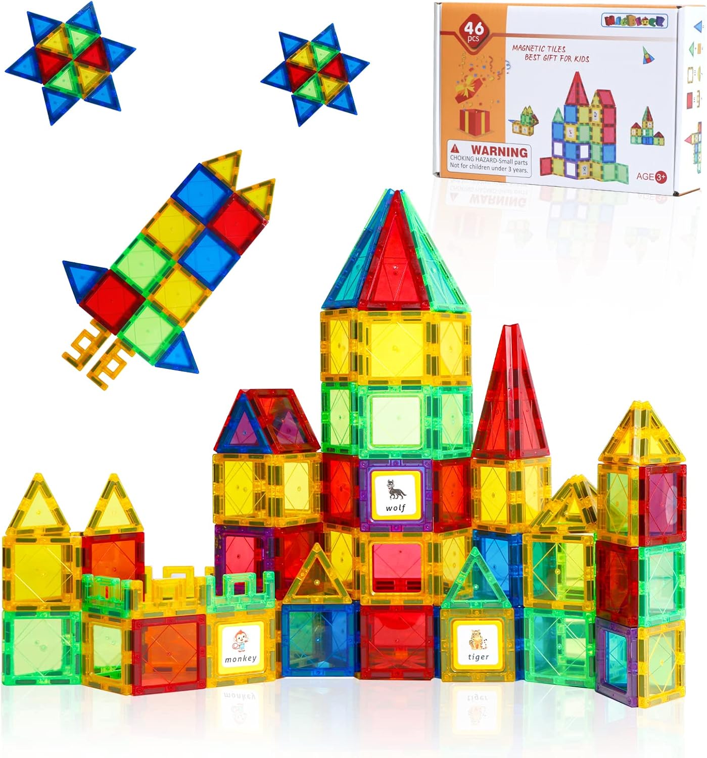 Magblock Magnetic Building Blocks Sets - 46PCS Magnetic Tiles | Magnet Game Toy...