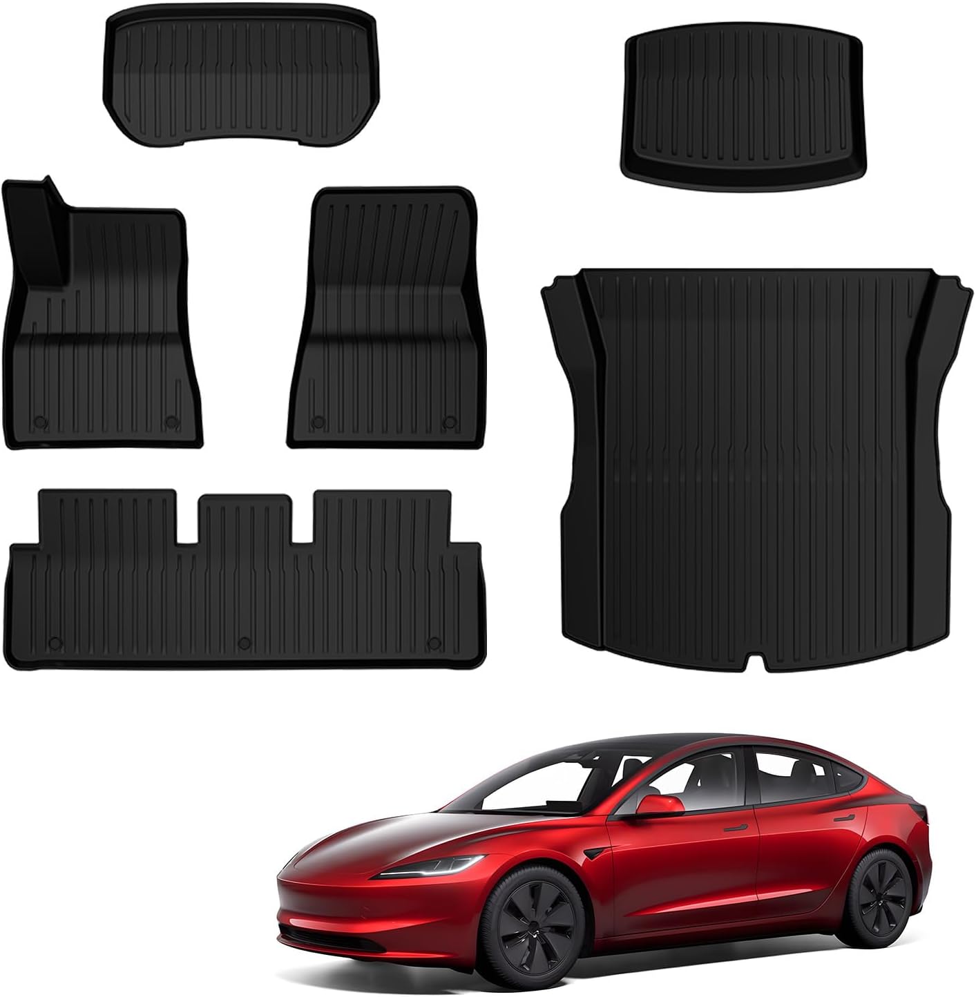 BASENOR 2024 Tesla Model 3 Floor Mats, Special All Weather Waterproof Interior L...