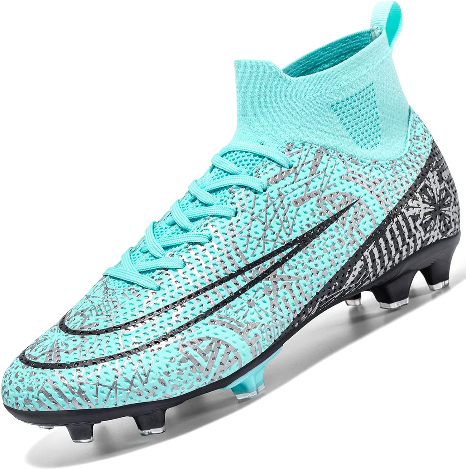 Donbest Mens Football Shoes Spike High Top Football Boots Astro Turf Trainers So...