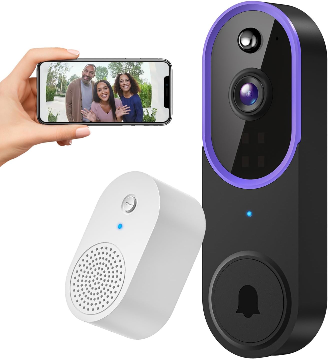 Smart 1080P Video Doorbell Camera Wireless, AI Human Detection, Live View, 2-Way...
